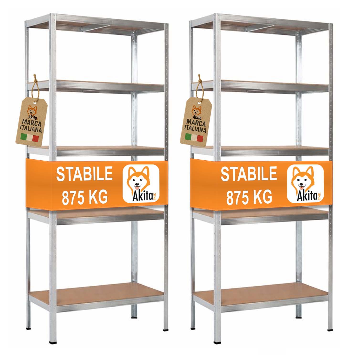 2 Pz Scaffale in Metallo Zincato 180x90x40 cm 5 Ripiani foto 2