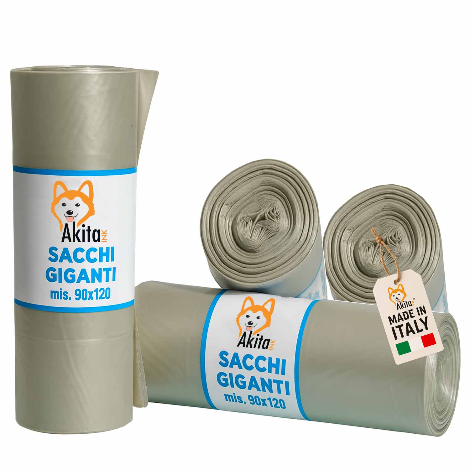 Akitaink 40 Sacchi Spazzatura Grandi 90x120 Trasparenti Ambra Super Resistenti foto 2