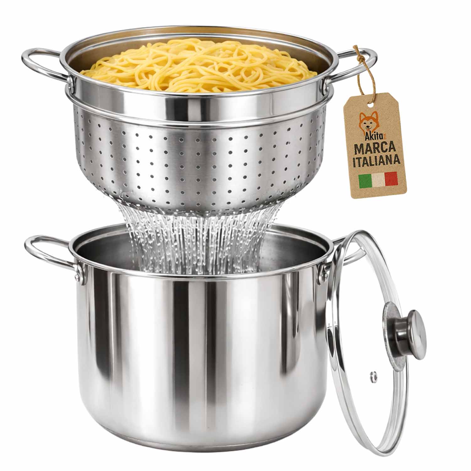 Bollipasta Acciaio Inox 22 cm con Cestello e Coperchio foto 2