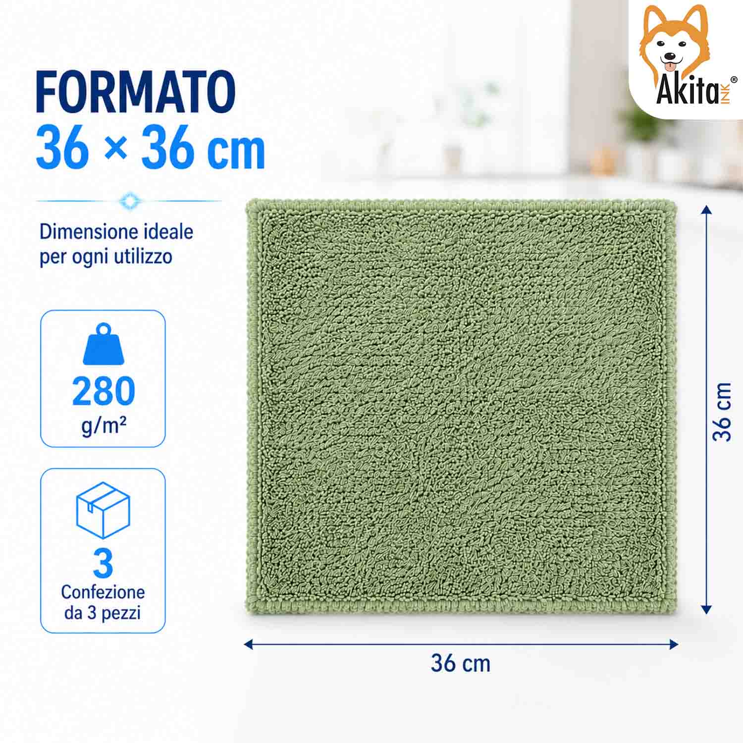 Akitaink 3 Panni Microfibra Extra Morbido Multiuso 36x36 cm foto 6