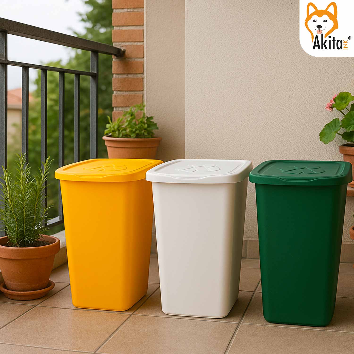 Pattumiere raccolta differenziata Set 3 Bidoni 50 Litri foto 5