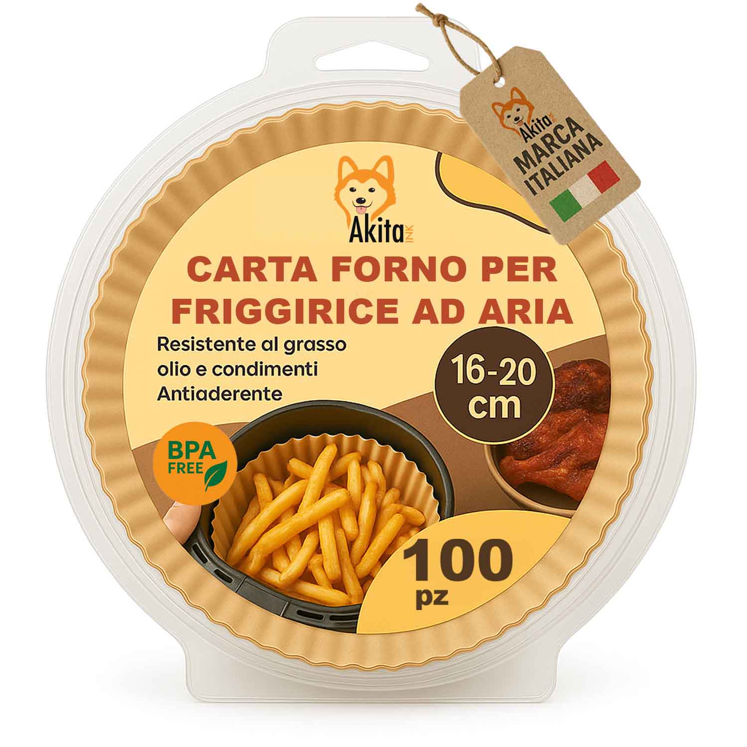 Carta forno friggitrice aria 100 fogli antiaderenti 16-20cm