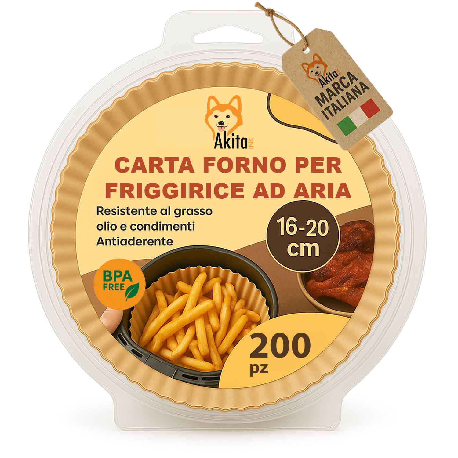 Carta forno friggitrice aria 200 fogli antiaderenti 16-20cm