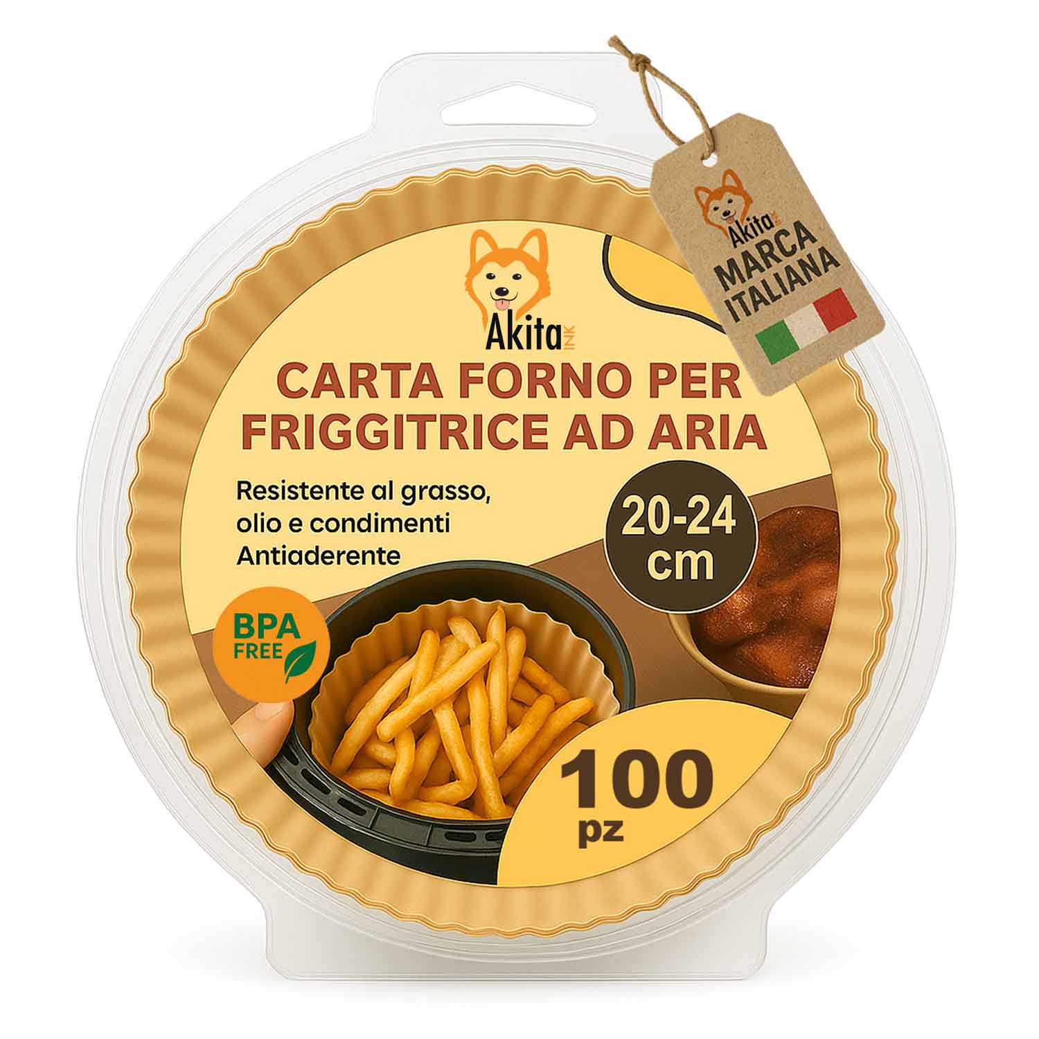 Carta Forno Friggitrice Aria 100 Fogli Antiaderenti 20-24cm foto 2