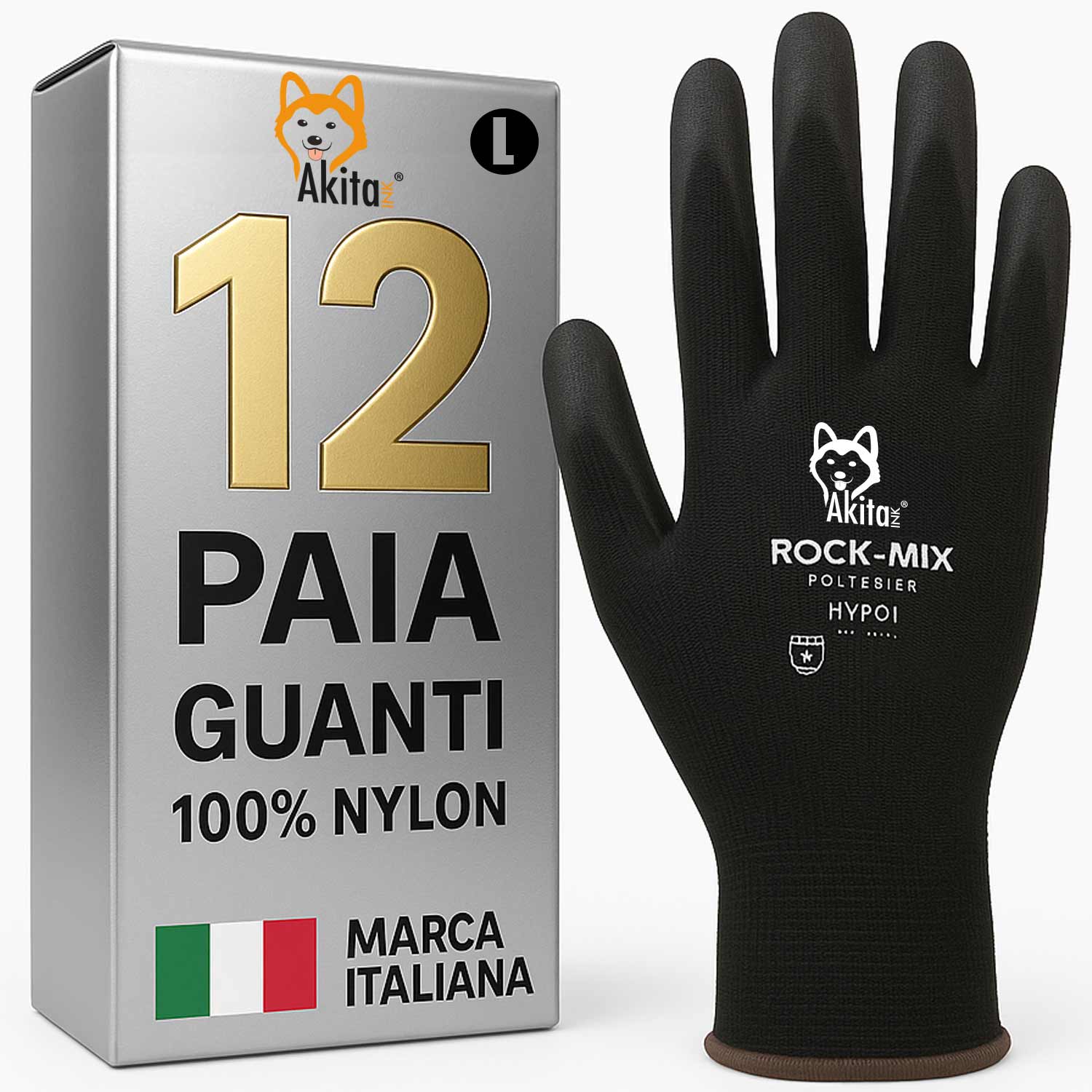 Guanti protettivi da lavoro 12 paia nylon pu taglia 9-l