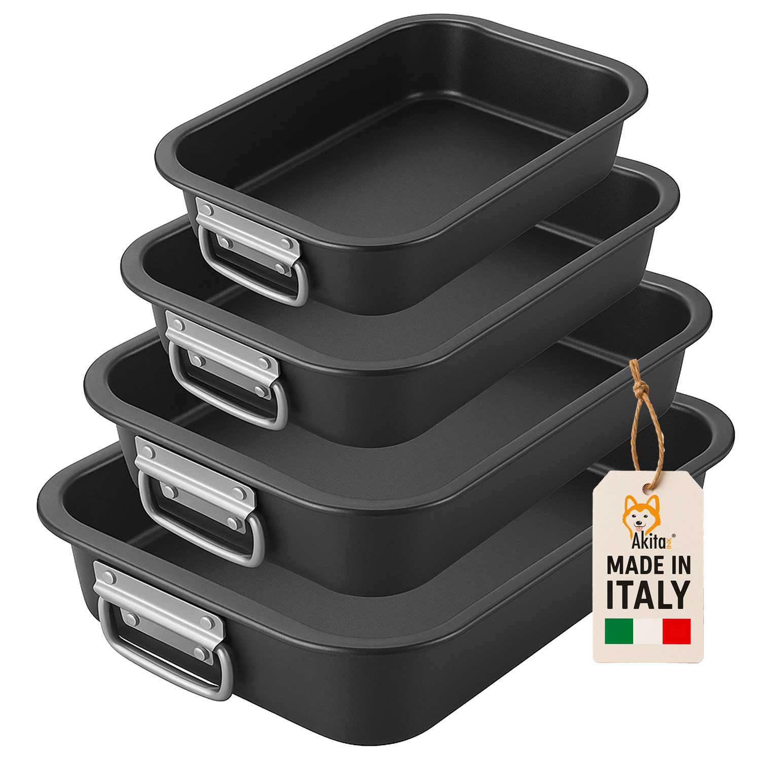 Set 4 teglie da forno antiaderenti acciaio 20-35 cm