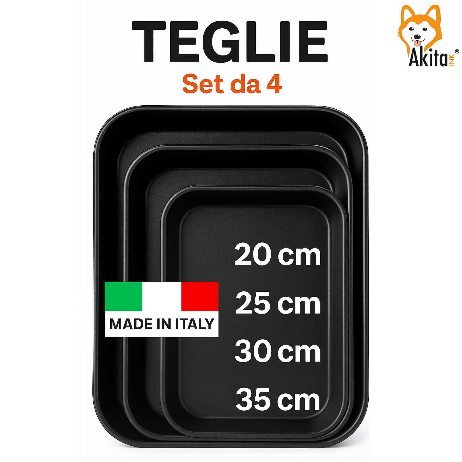 Set 4 teglie da forno antiaderenti acciaio 20-35 cm foto 3