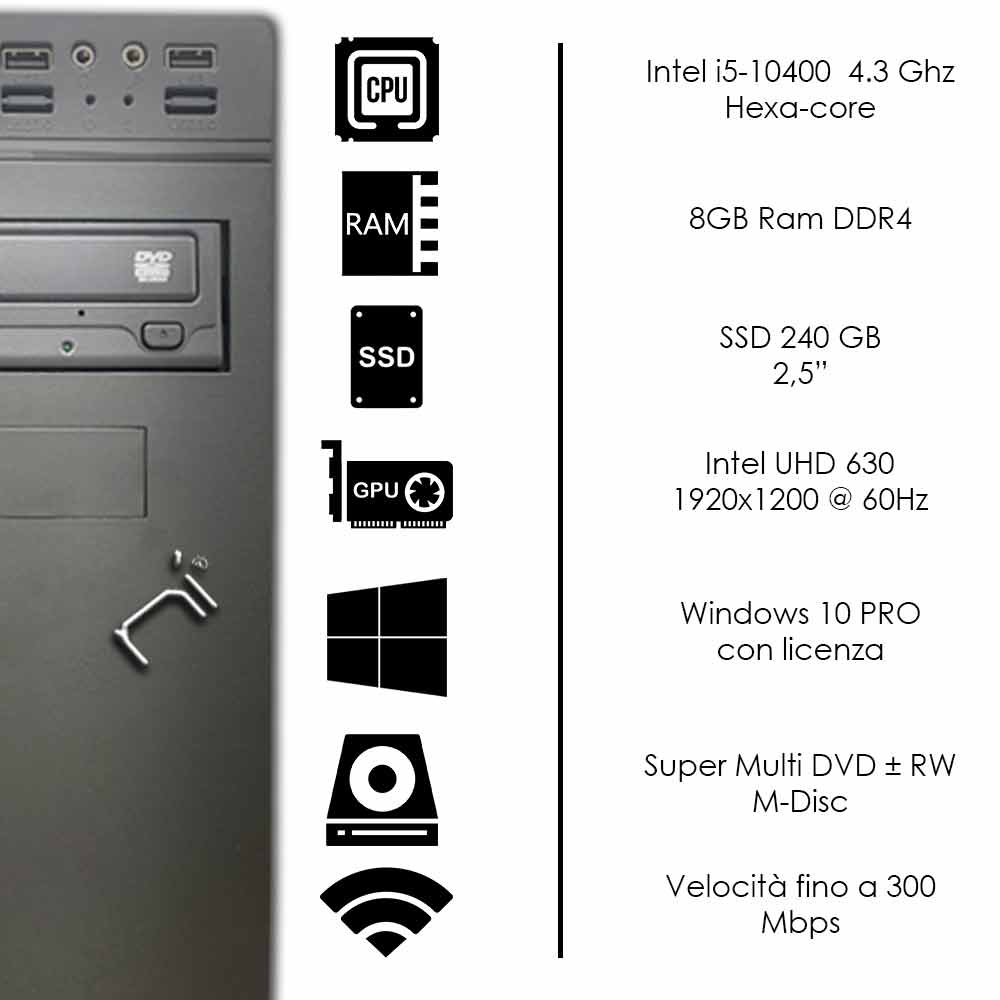 Thunder Pc desktop intel I5-10400 ram 8GB ssd 240gb windows 10 pro licenziato foto 3