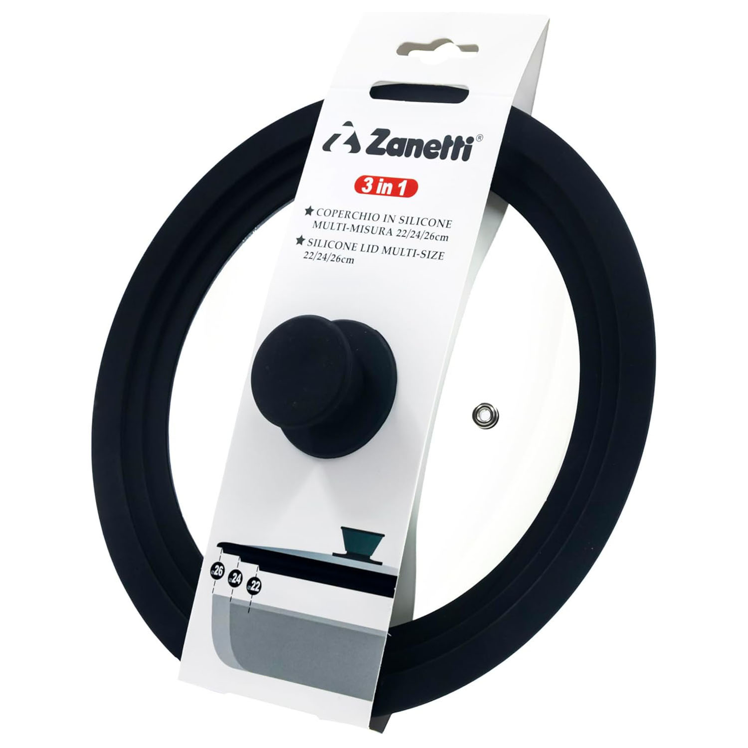 Coperchio Universale Vetro Silicone 16 18 20 cm foto 2