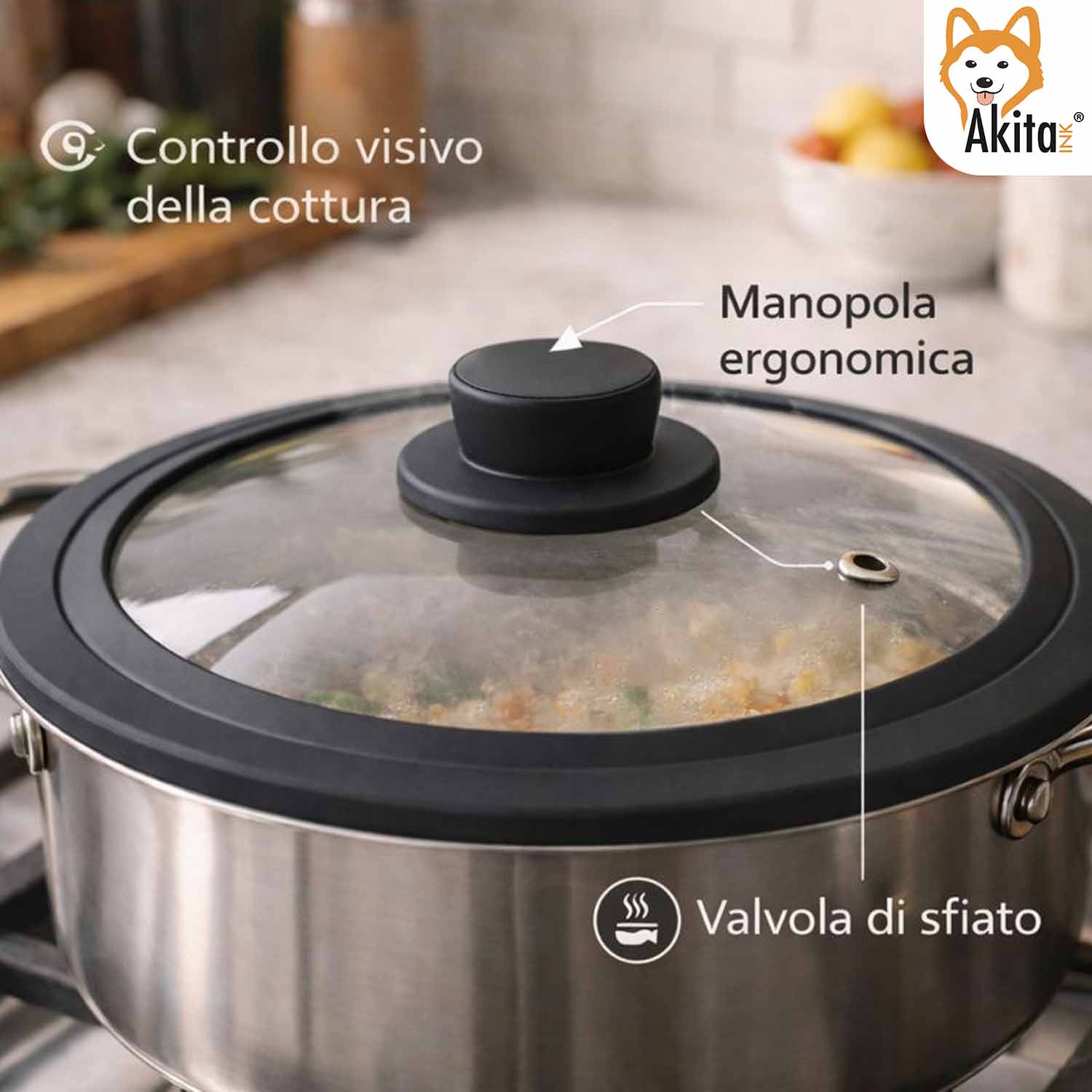 Coperchio Universale in Vetro 16-18-20 cm con Silicone foto 5