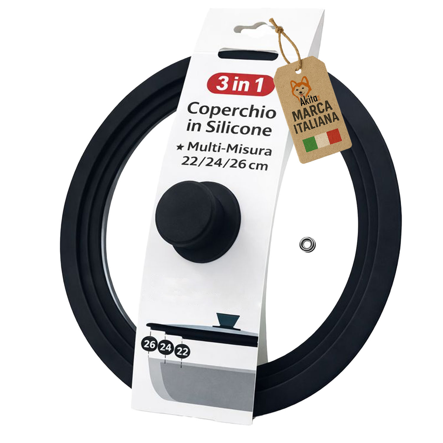 Coperchio universale in vetro 22-24-26 cm con silicone