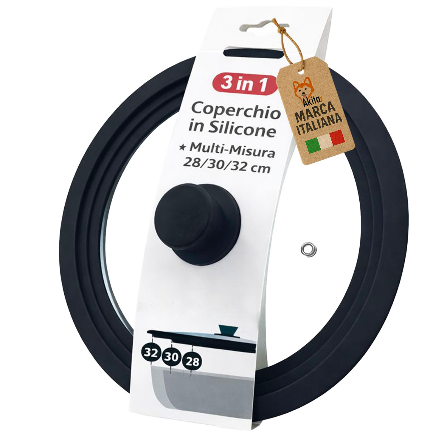 Coperchio universale in vetro 28-30-32 cm con silicone