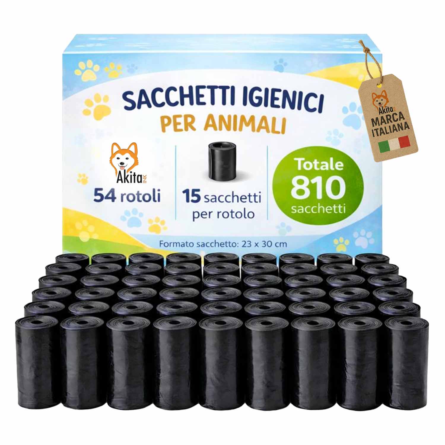 Sacchetti igienici per animali 810 pz nero 54 rotoli