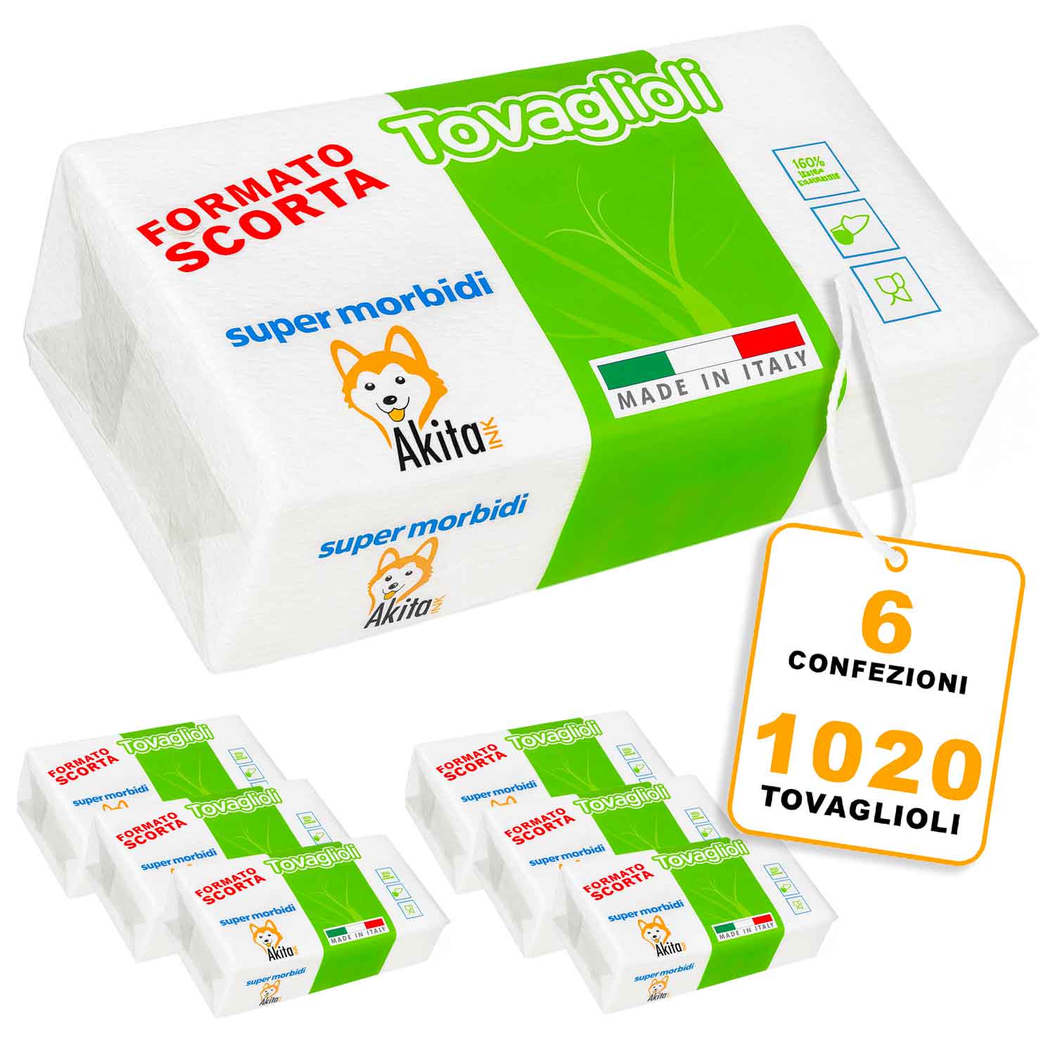 Tovaglioli monovelo akitaink 1020pz - 6x170