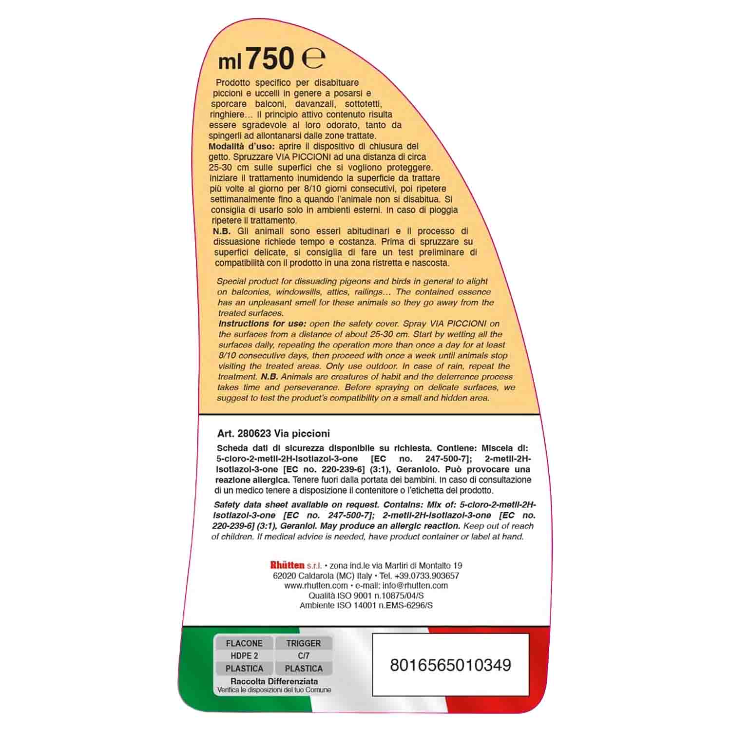 Disabituante per Piccioni Spray 750 ml per Esterni foto 3