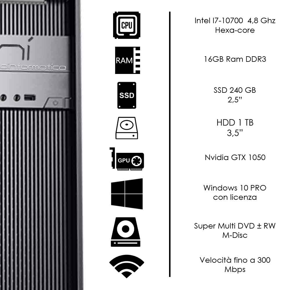Pc Lighting bolt intel i7-10700 16gb ram hdd 1tb ssd 240gb nvidia gtx 1050 4gb foto 3