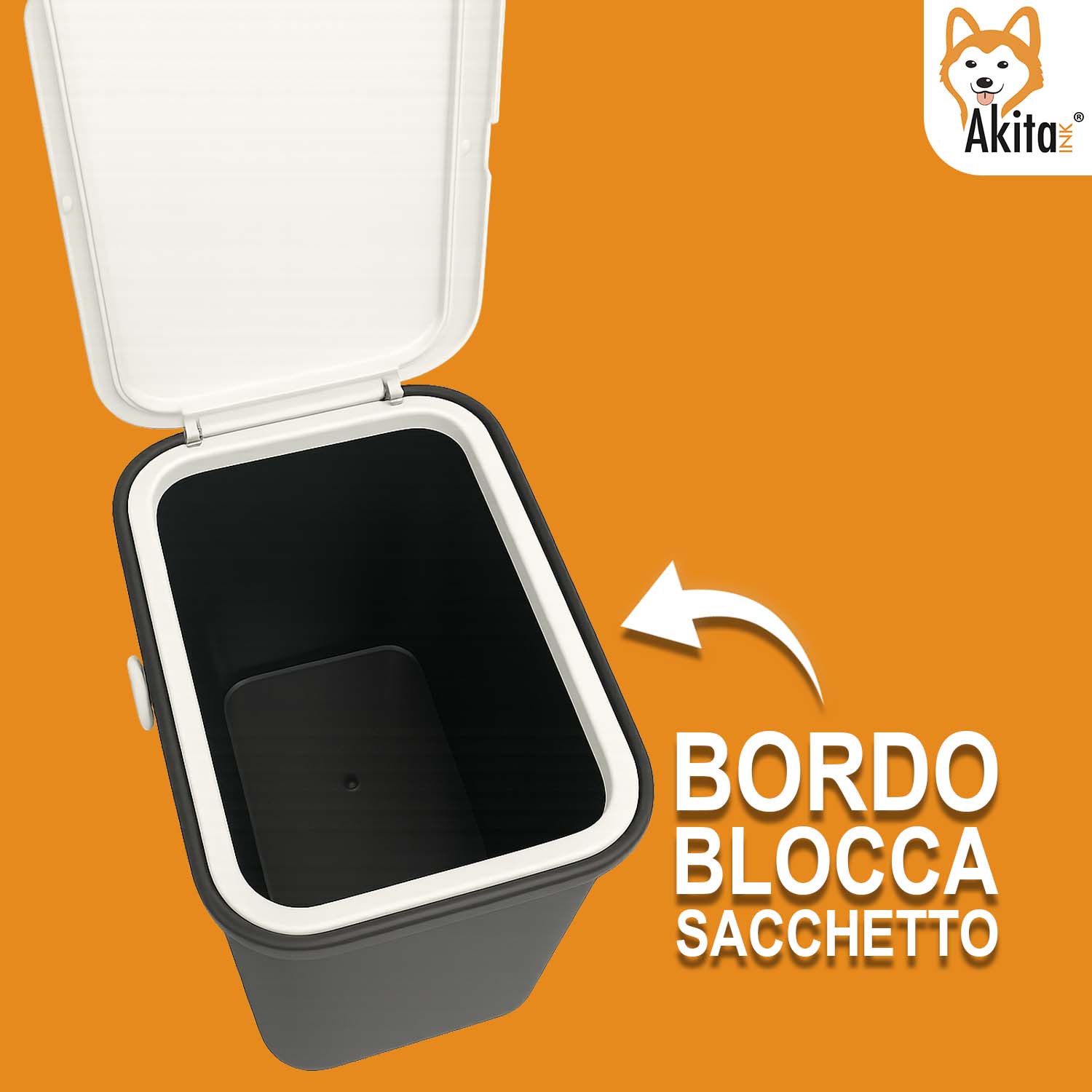 Pattumiera 25L Moda Nero - Bianco con Manico Blocca Apertura foto 3