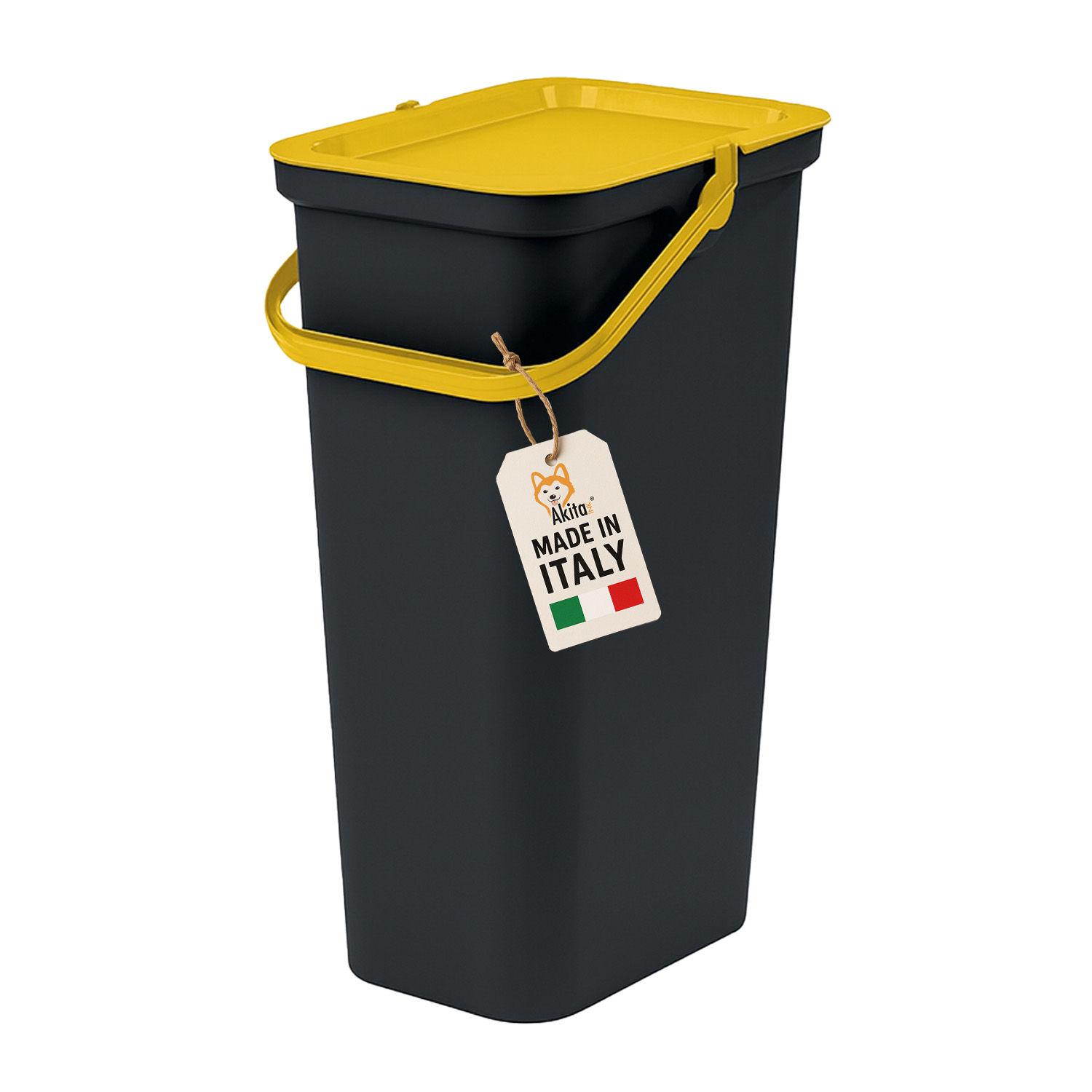 Pattumiera 25l moda nero - ambra con manico blocca apertura