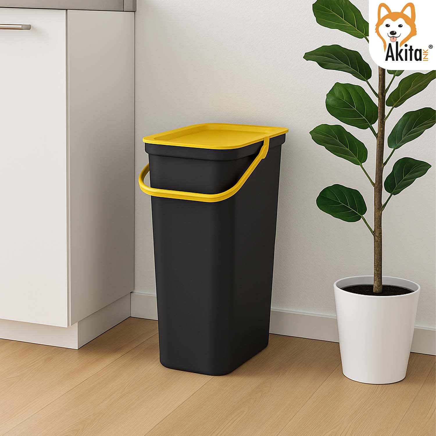 Pattumiera 25L Moda Nero - Ambra con Manico Blocca Apertura foto 4