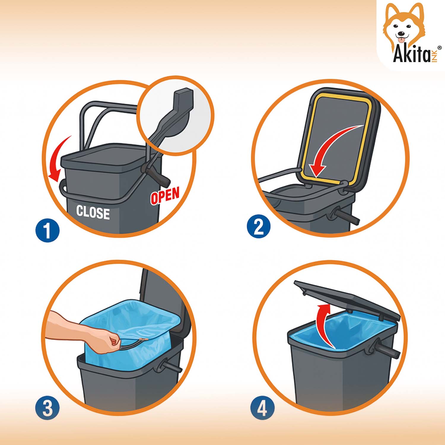 Pattumiera 25L Moda Nero - Bianco con Manico Blocca Apertura foto 6