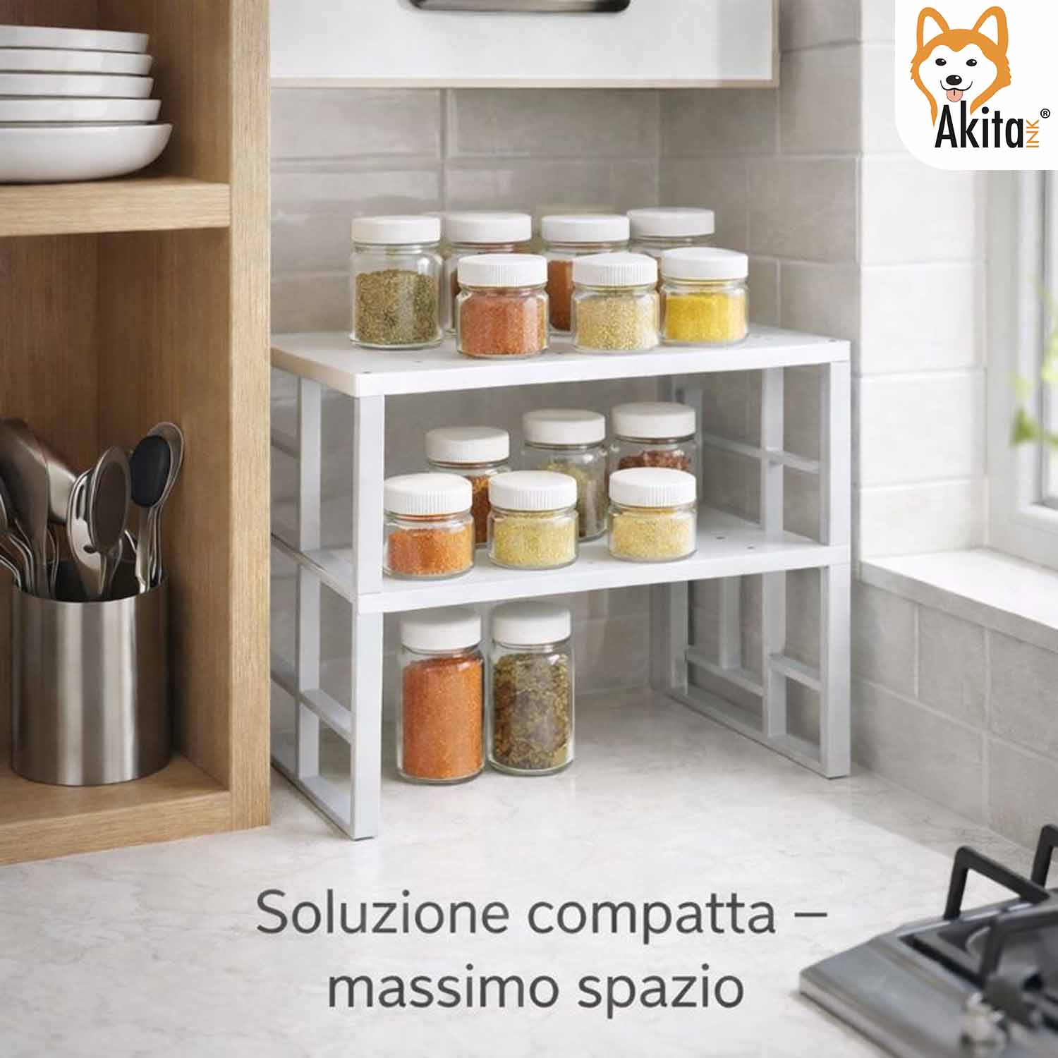 Akitaink Scaffale Portaspezie Set 3 Pz Organizzatori Cucina foto 3