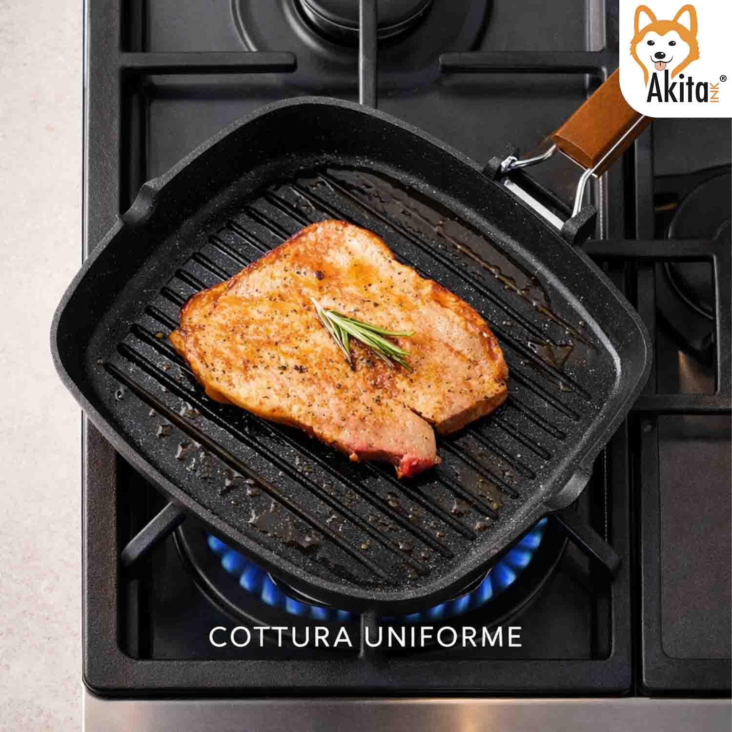 Bistecchiera AkitaInk 20x20 Induzione Manico Pieghevole foto 3