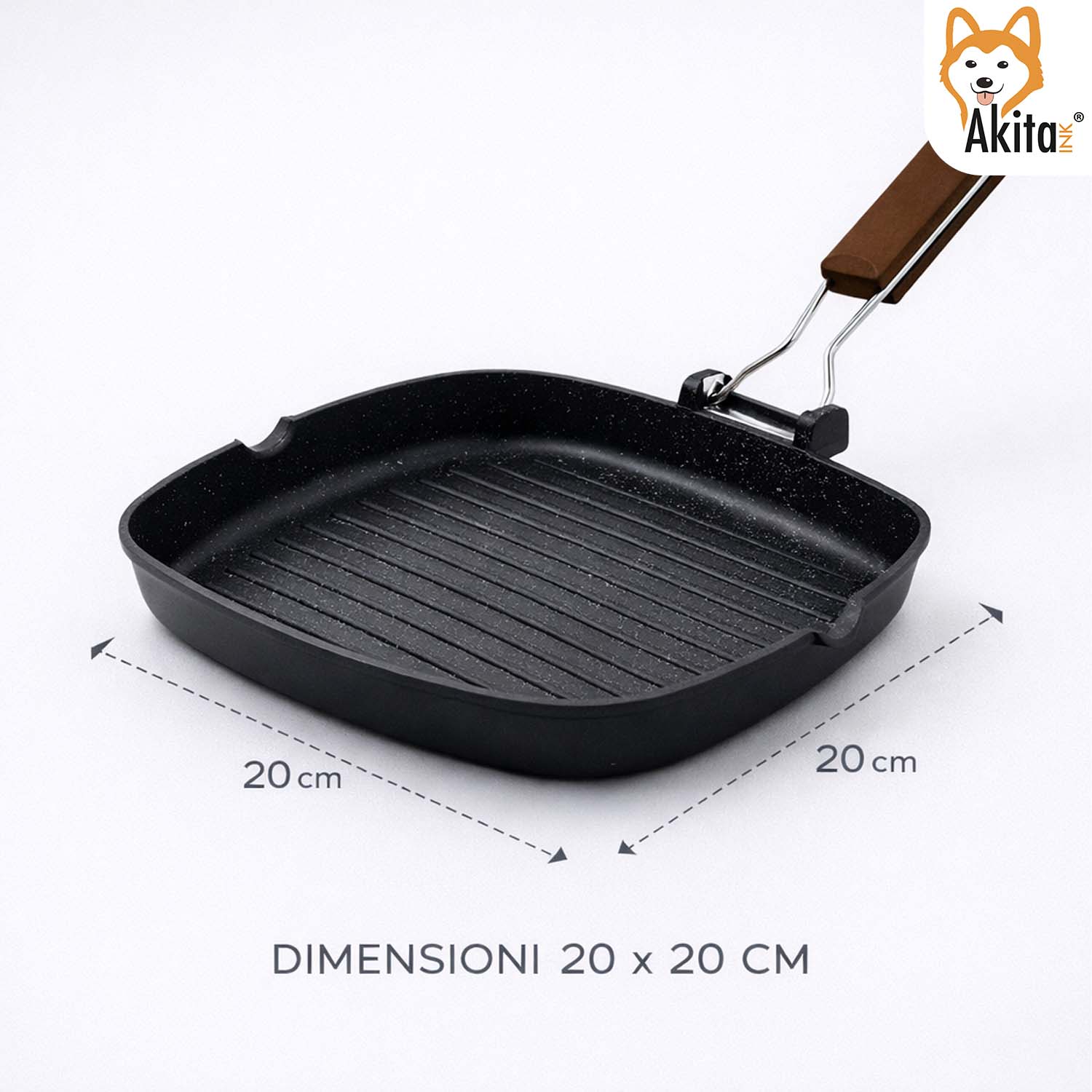 Bistecchiera AkitaInk 20x20 Induzione Manico Pieghevole foto 5