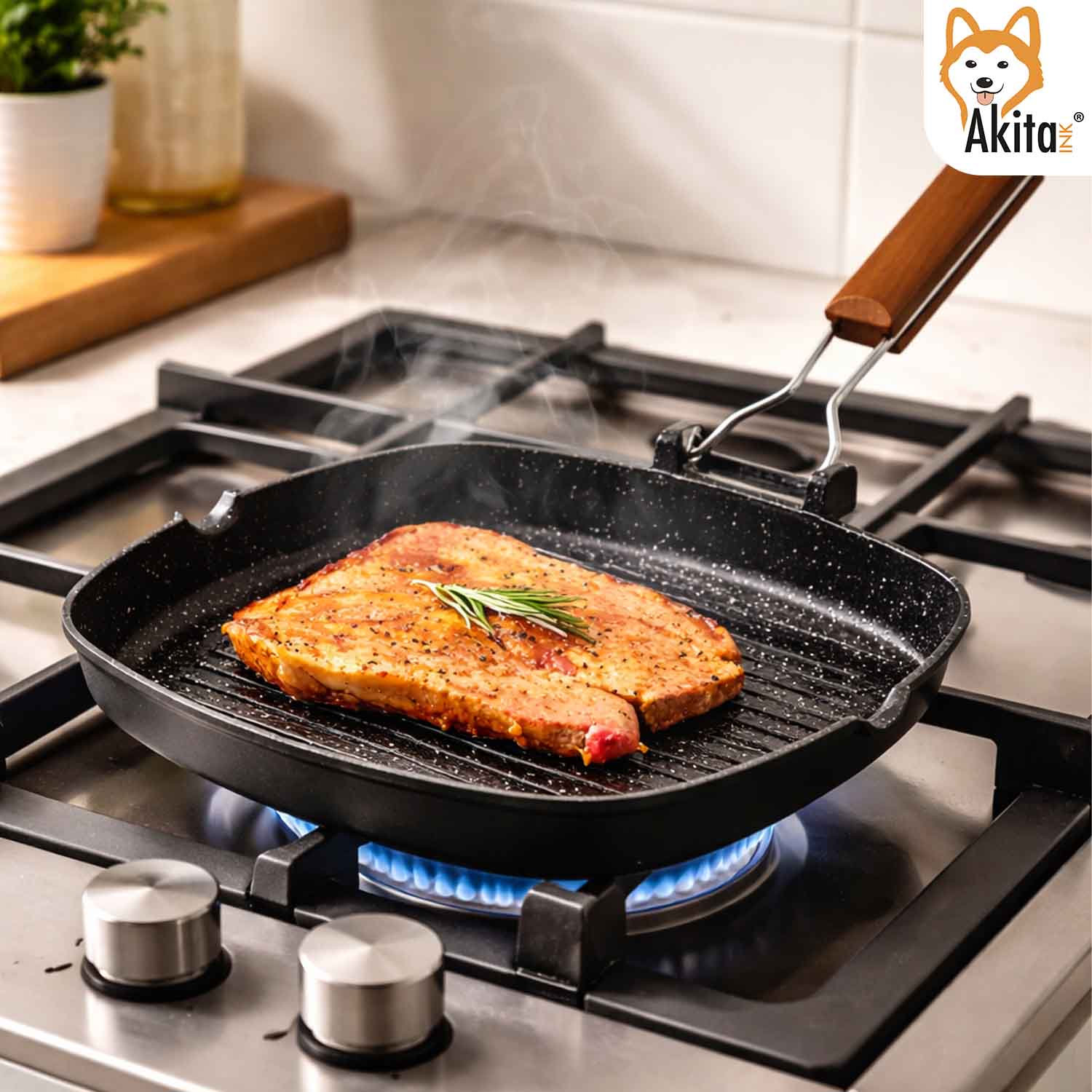 Bistecchiera AkitaInk 24x24 cm Induzione Alluminio Pressofuso foto 3