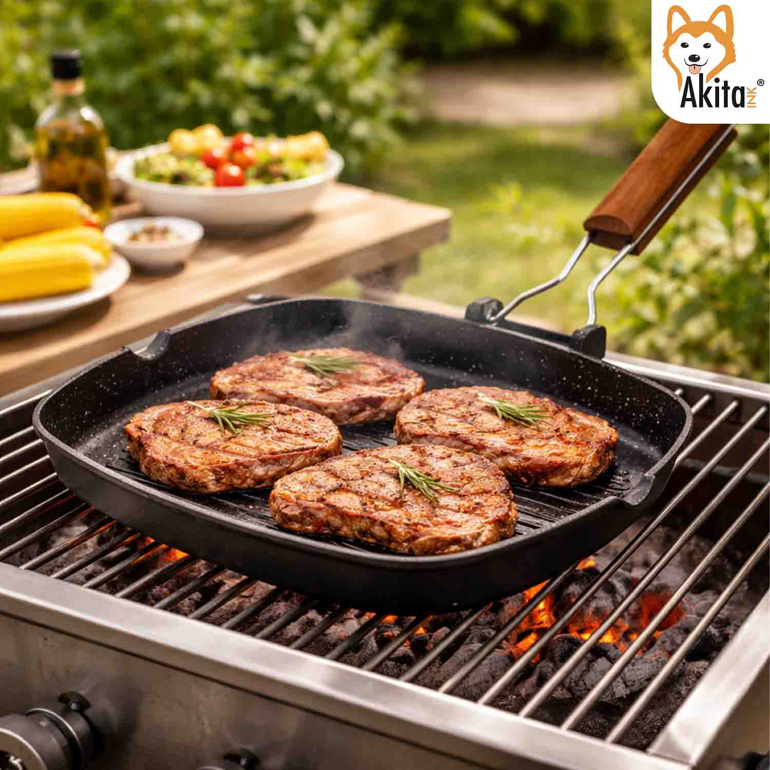 Bistecchiera AkitaInk 24x24 cm Induzione Alluminio Pressofuso foto 4