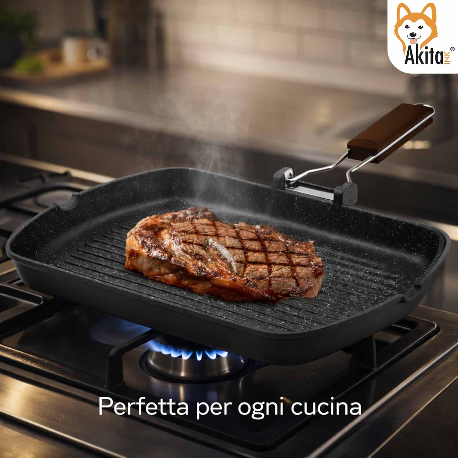 Bistecchiera AkitaInk 26x36 cm Induzione Alluminio Pressofuso foto 3