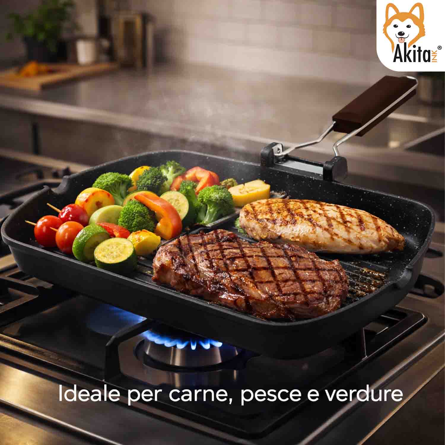 Bistecchiera AkitaInk 26x36 cm Induzione Alluminio Pressofuso foto 6