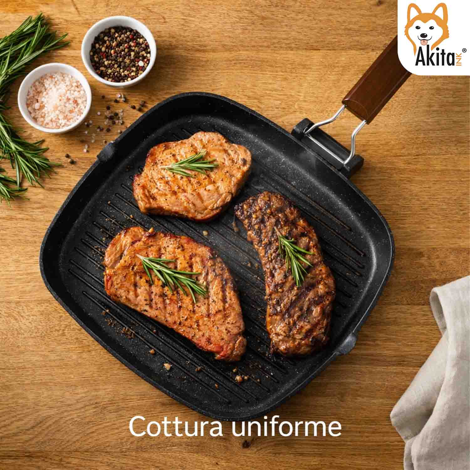 Bistecchiera AkitaInk 28x28 cm Induzione Alluminio Pressofuso foto 3