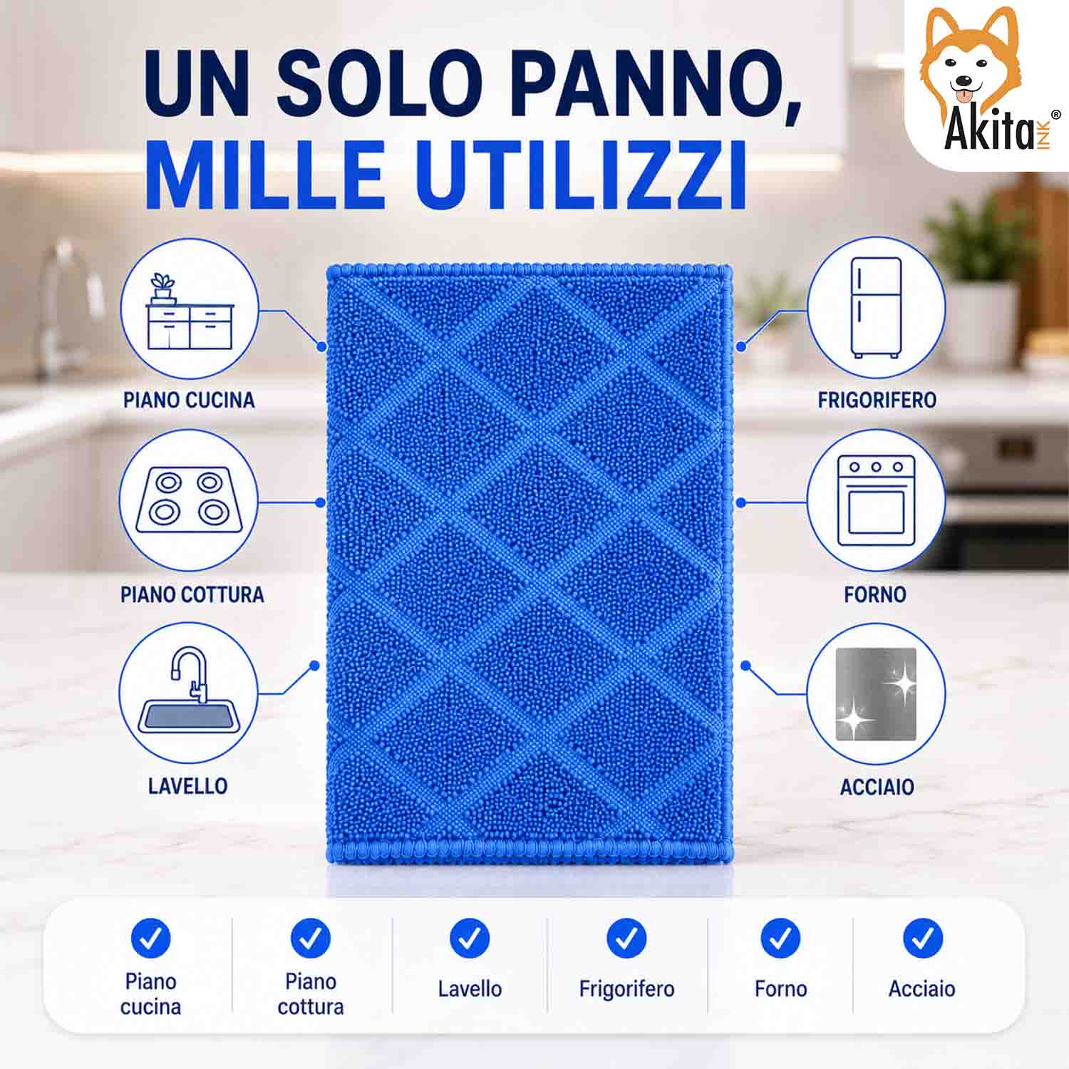 Akitaink 3 Panni in Microfibra Super Multiuso 36x36 cm foto 5