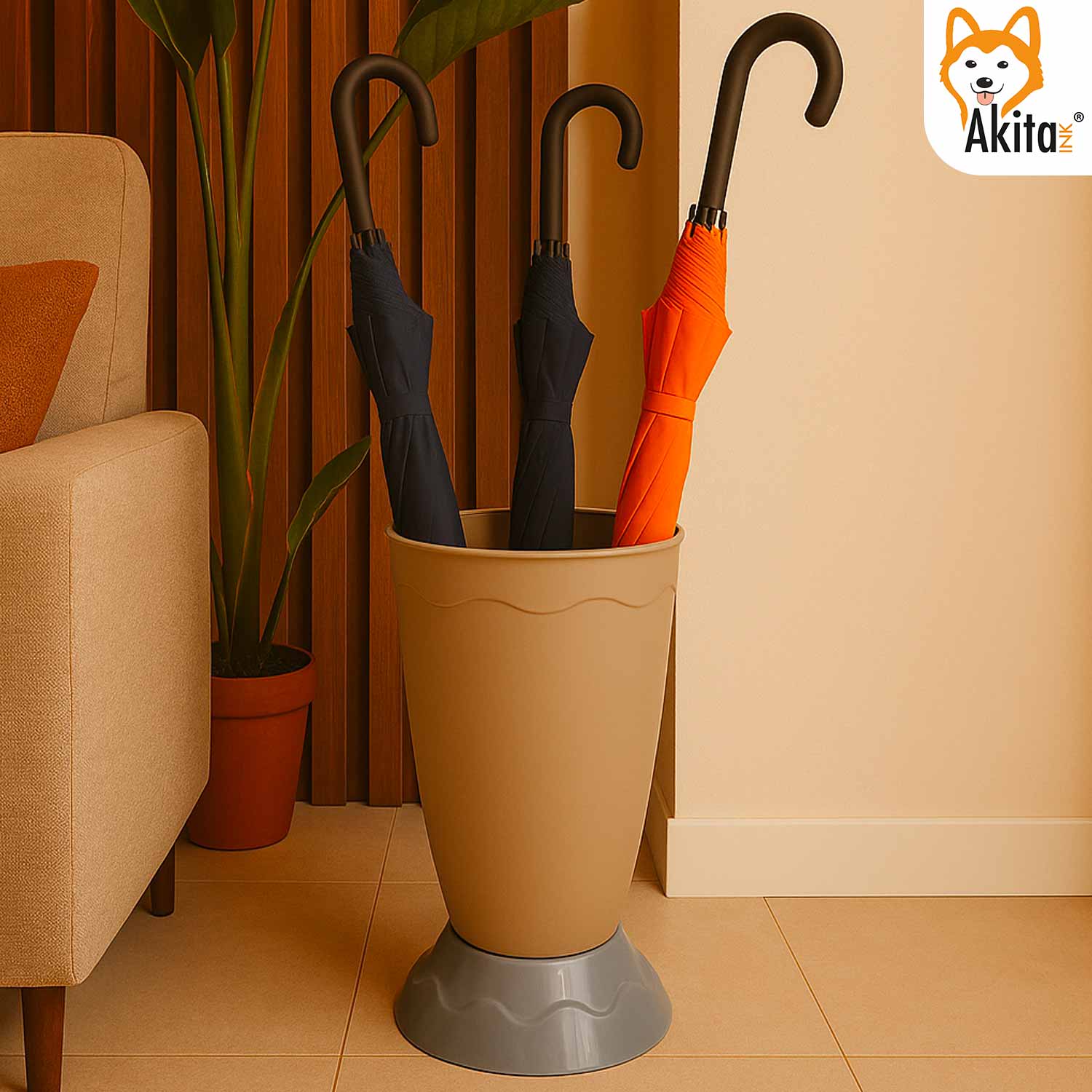 Portaombrelli Vulcano Design Moderno 50cm Tortora foto 3