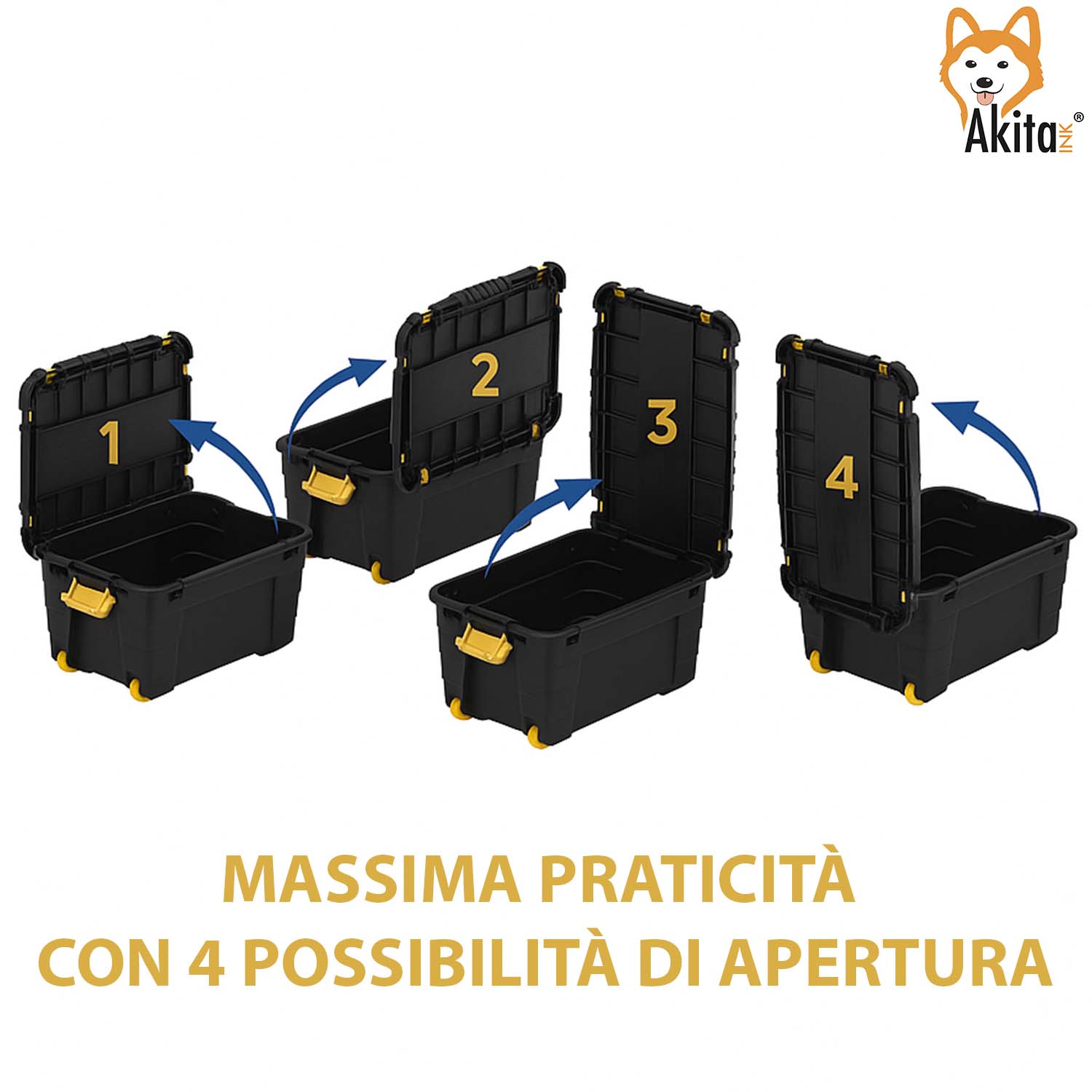 Contenitore Box 40L Magic 4 aperture con Ruote Nero foto 4