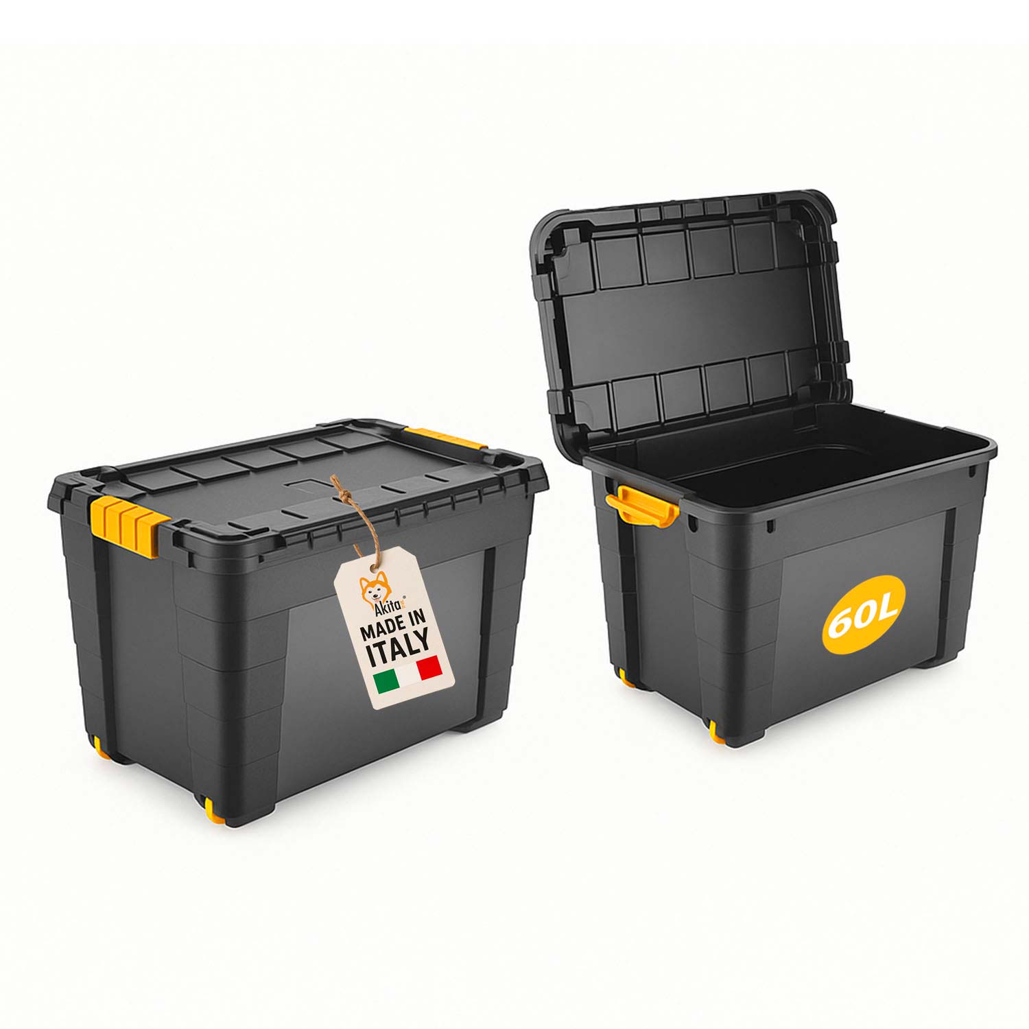 Contenitore box 40l magic 4 aperture con ruote nero