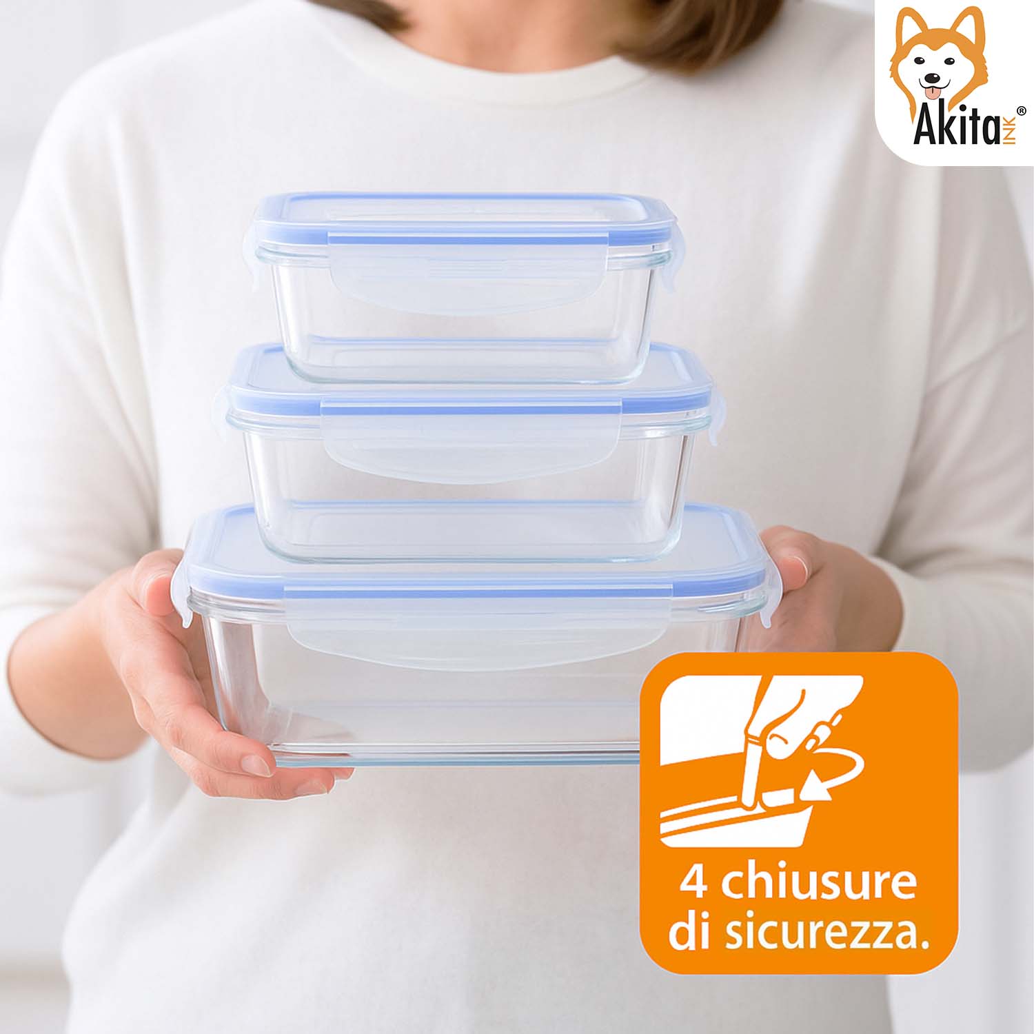Kit Contenitori Ermetici Superlock 3 Pezzi Trasparenti AkitaInk foto 5