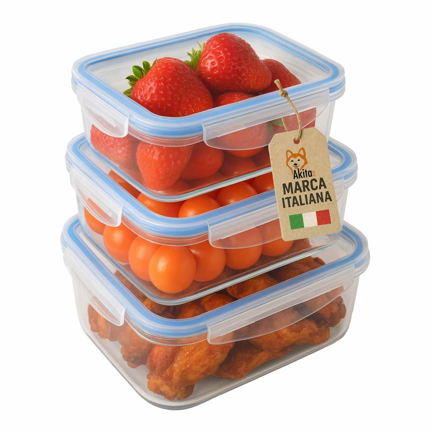 Kit Contenitori Ermetici Superlock 3 Pezzi Trasparenti AkitaInk foto 2