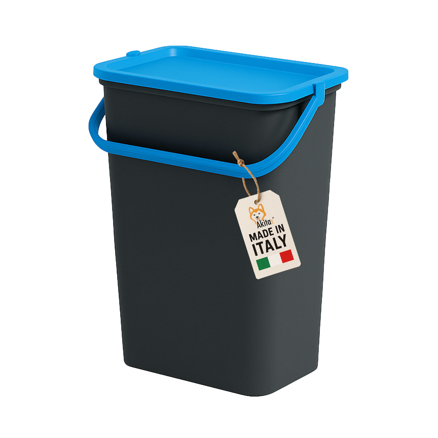 AkitaInk Pattumiera 10L Moda Nero - Zaffiro con Manico foto 2