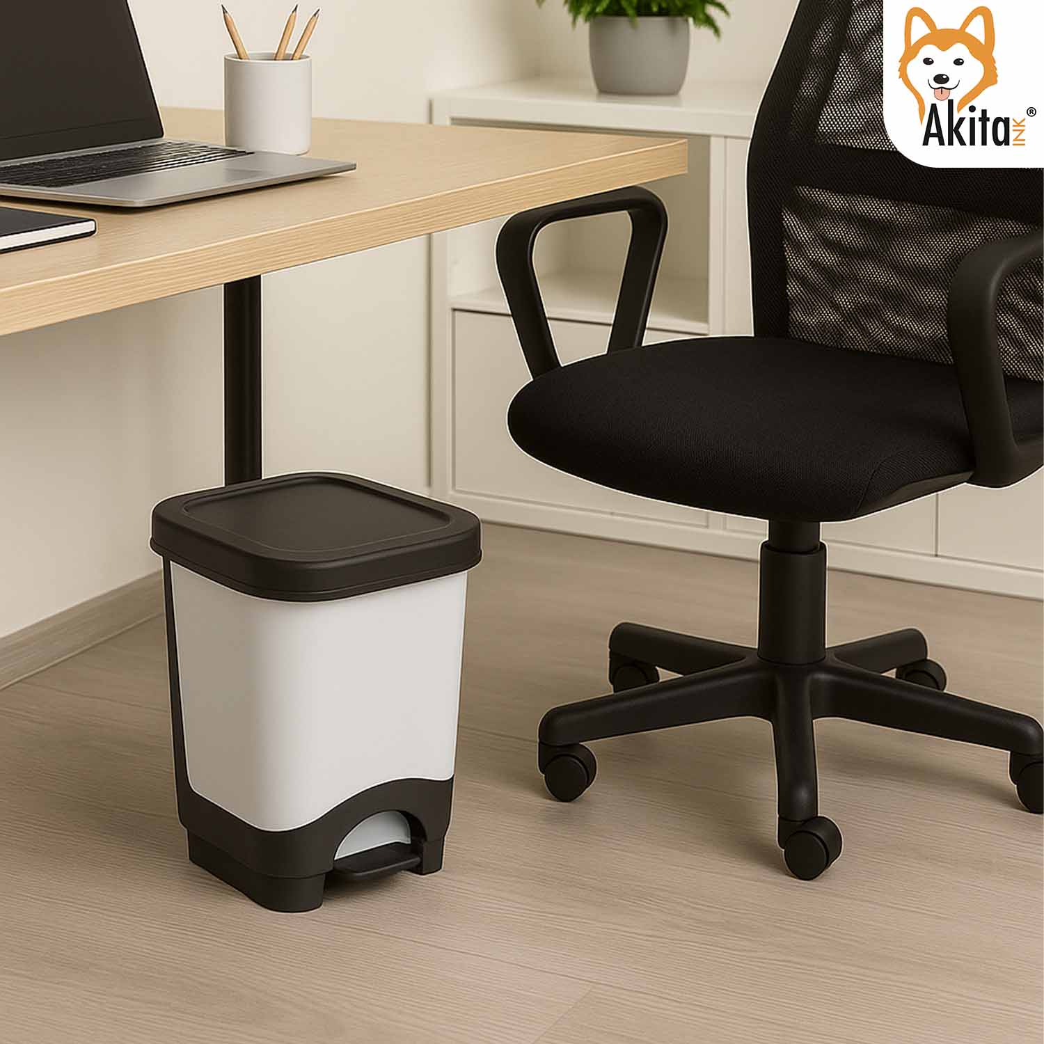 Pattumiera a Pedale 8L Light Grey AkitaInk Design Moderno foto 6