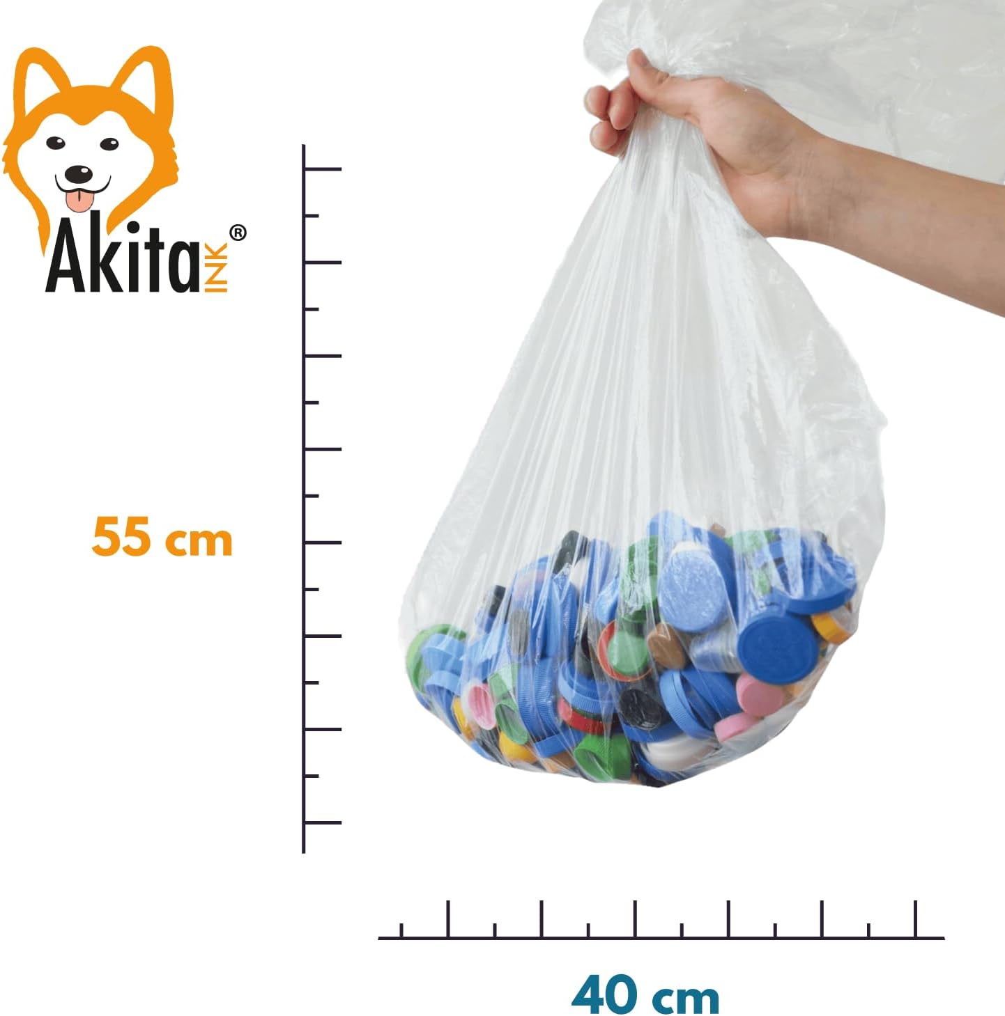 Akitaink - 240 Sacchi Nettezza Antiforo Con Manici 40X55 cm Colorati foto 6