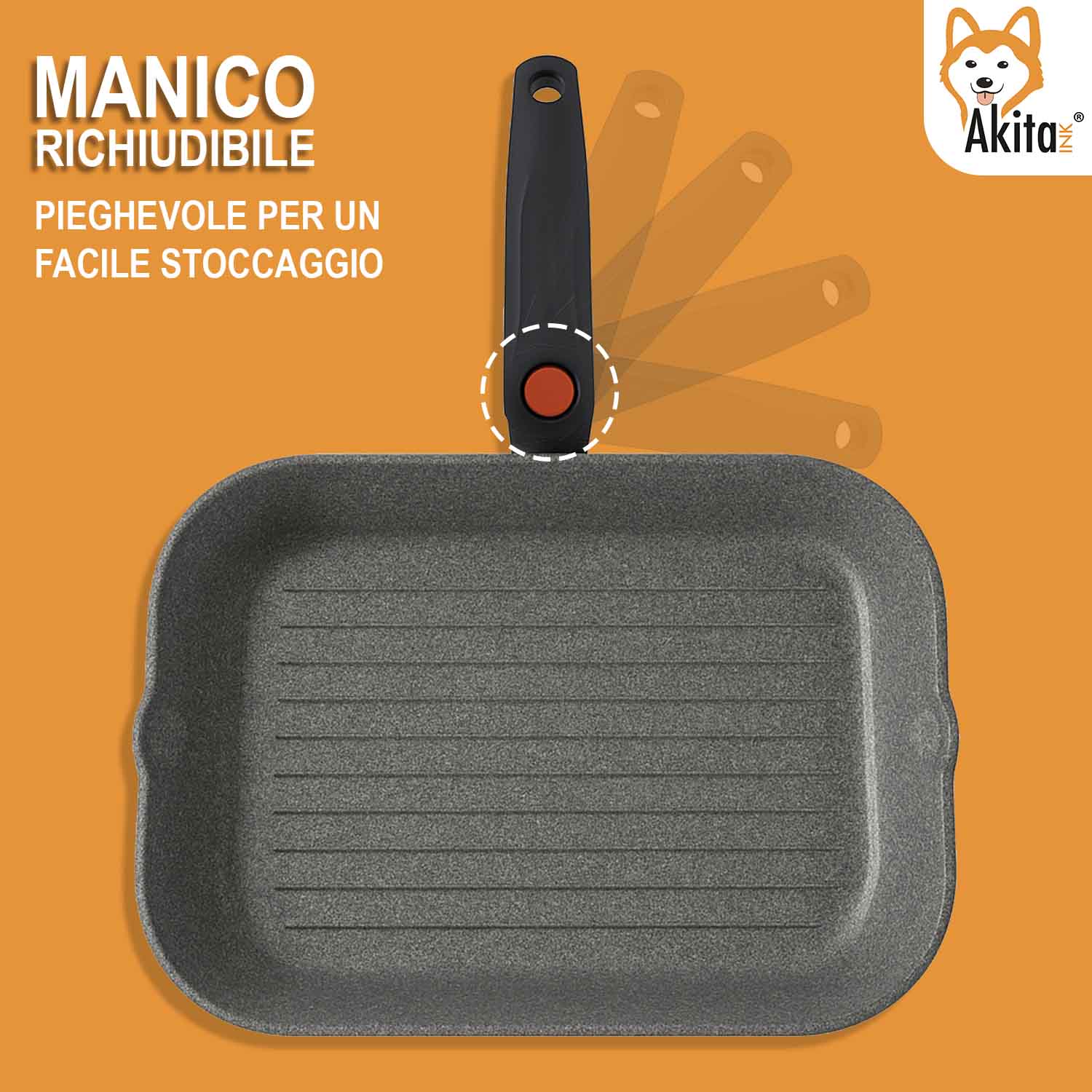 Bistecchiera Stone 34x24 cm Antiaderente Salvaspazio 2 Becchi foto 3