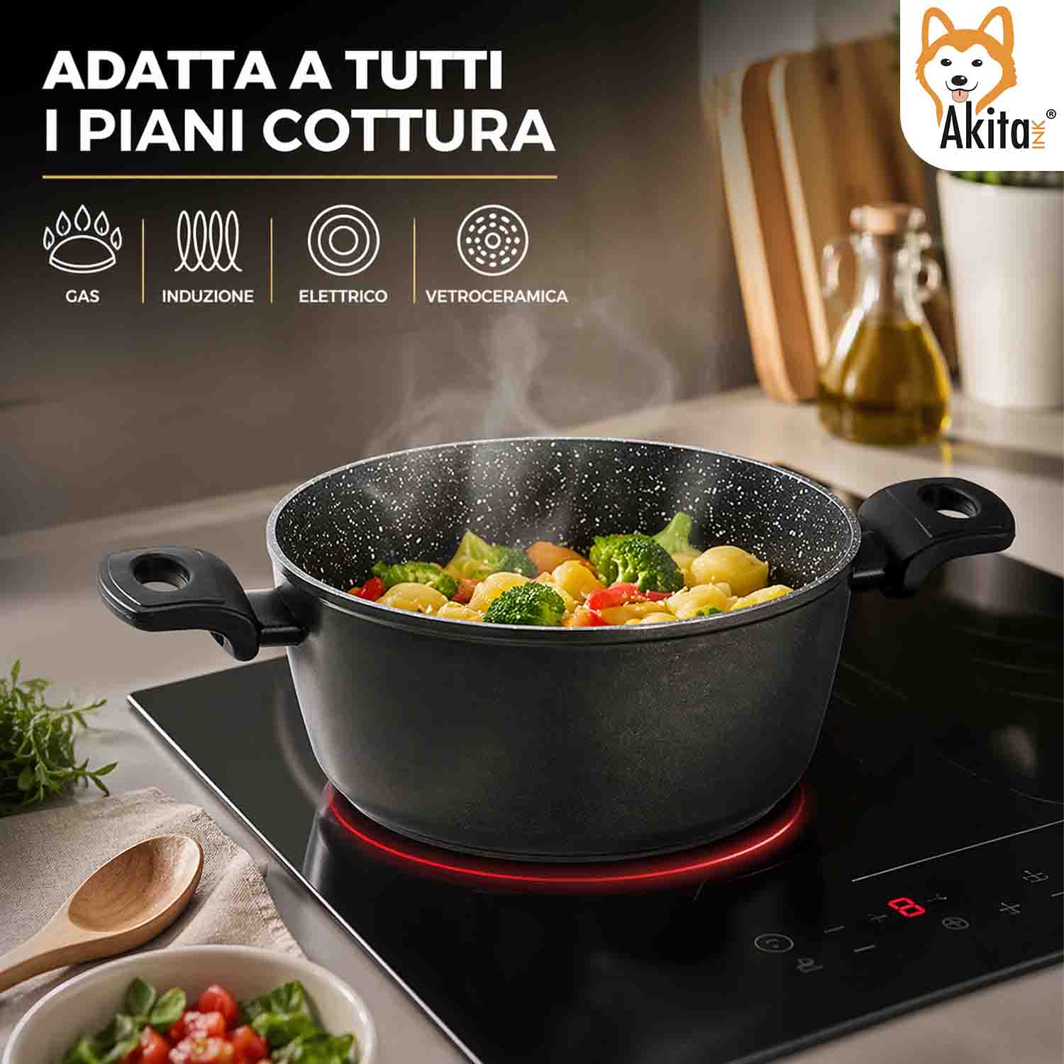 Casseruola Antiaderente 20 cm Induzione 2 Manici foto 3