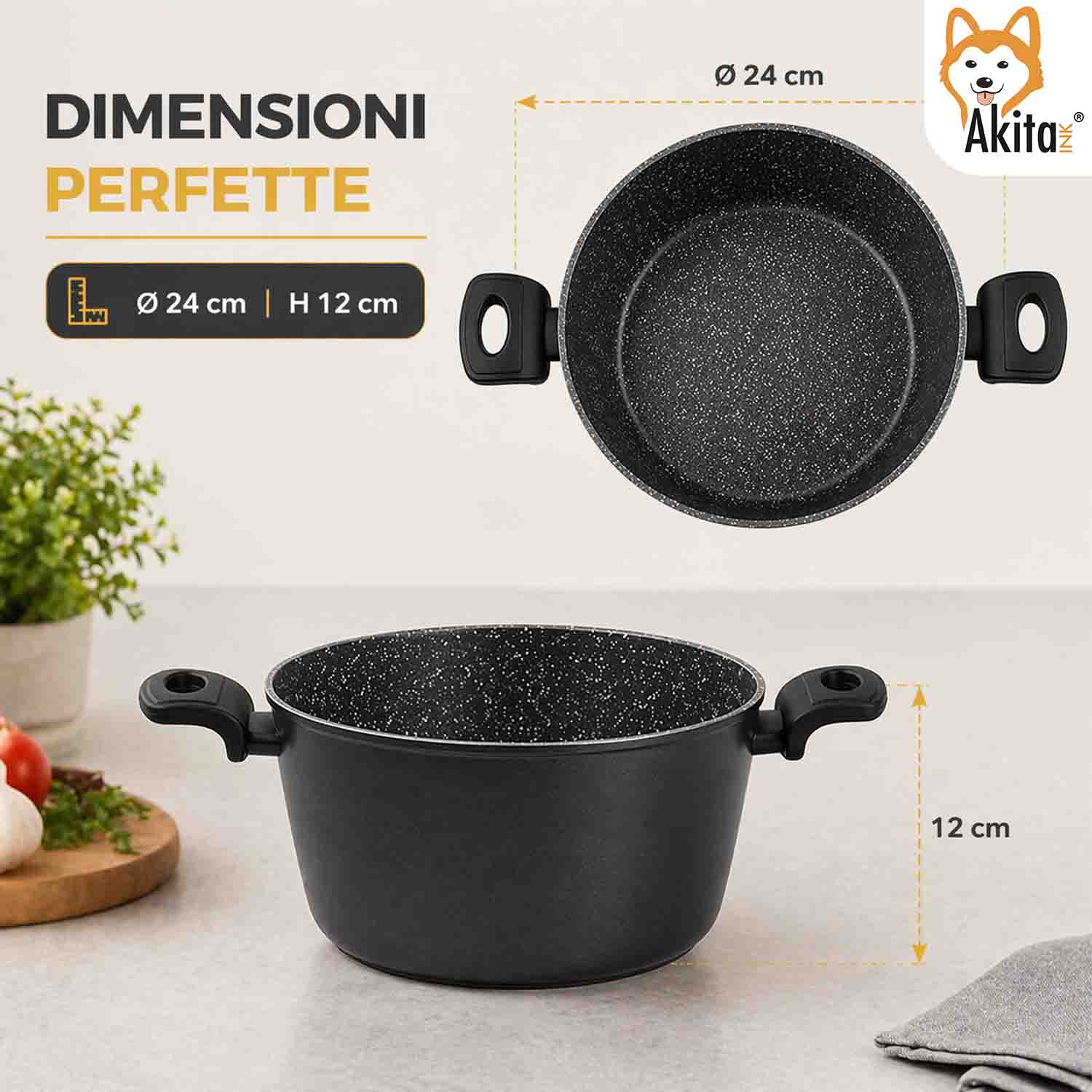 Casseruola Antiaderente 24 cm Induzione 2 Manici foto 6