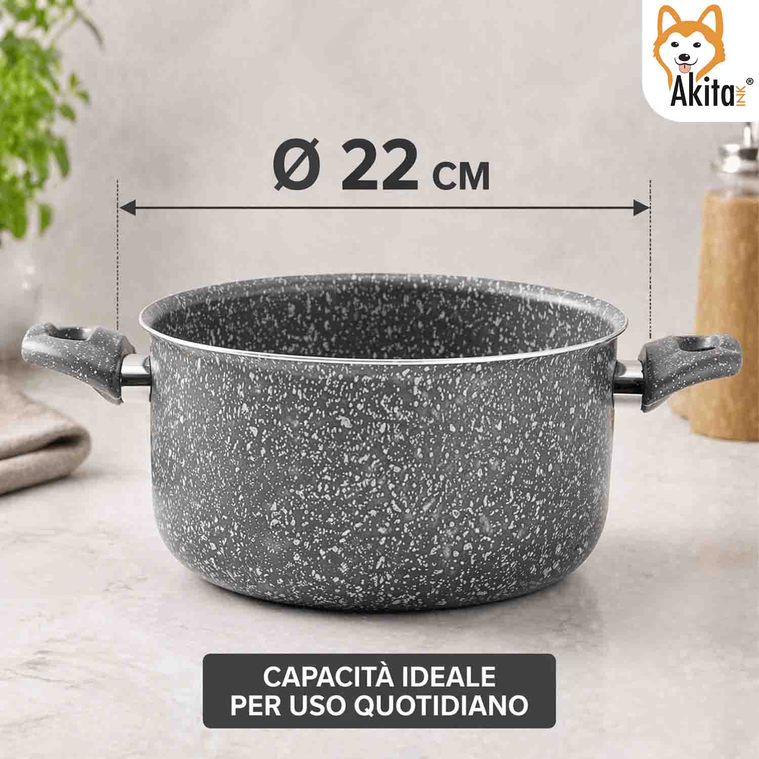Pentola 22 cm Antiaderente Manici Soft Touch foto 4