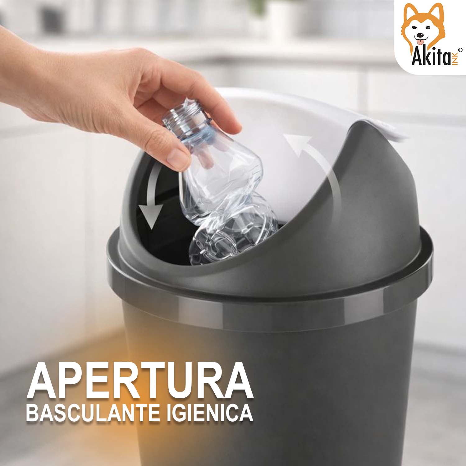 Pattumiera Basculante Swing 45 L Bianco\Grafite foto 4