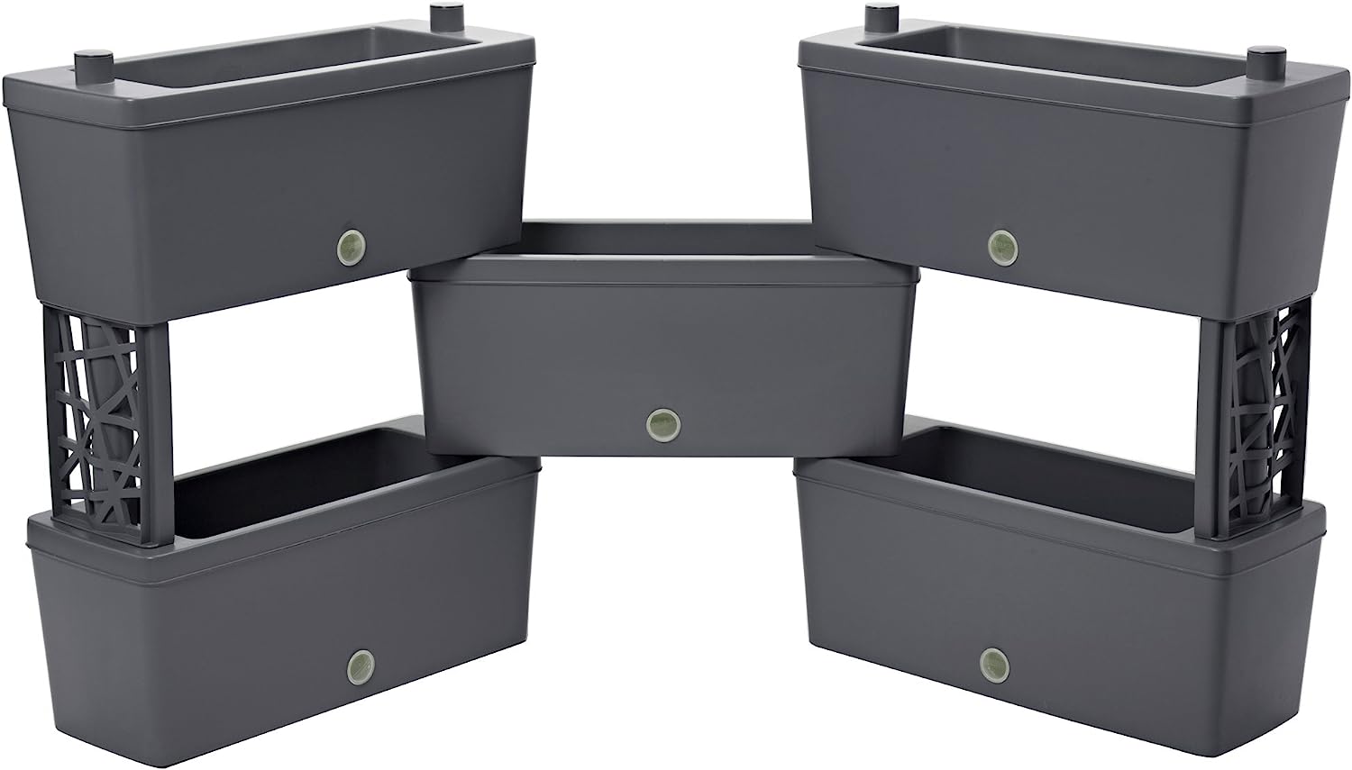 Bama Brick Grigio Fioriere Componibili Kit 5 Pcs, 59x23x27 cm. foto 2