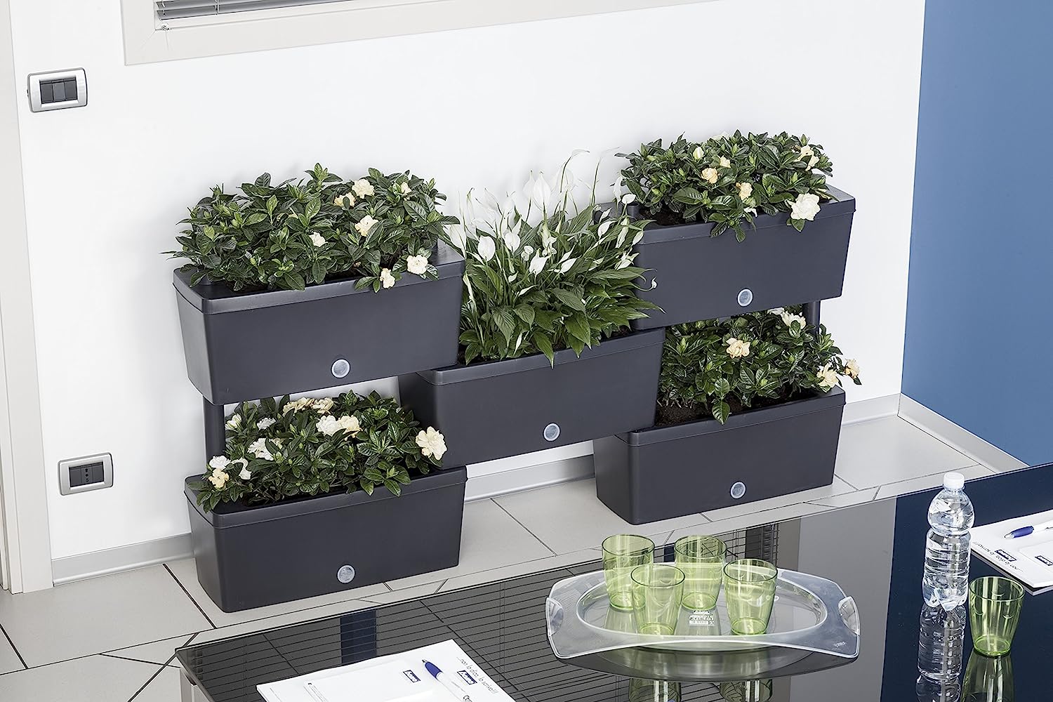 Bama Brick Grigio Fioriere Componibili Kit 5 Pcs, 59x23x27 cm. foto 5