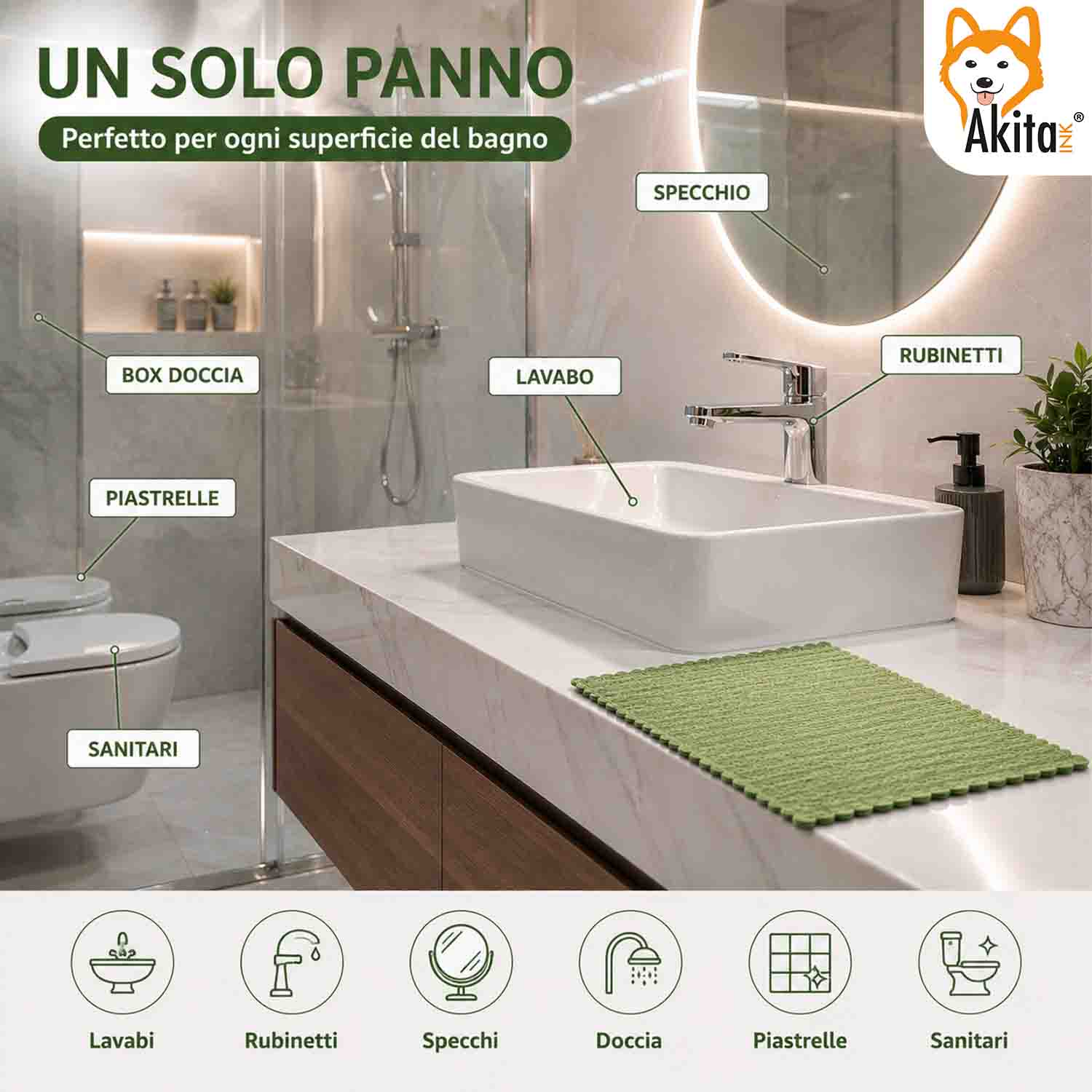 Akitaink 3 Panni in Microfibra Bagno 38x35 cm foto 6
