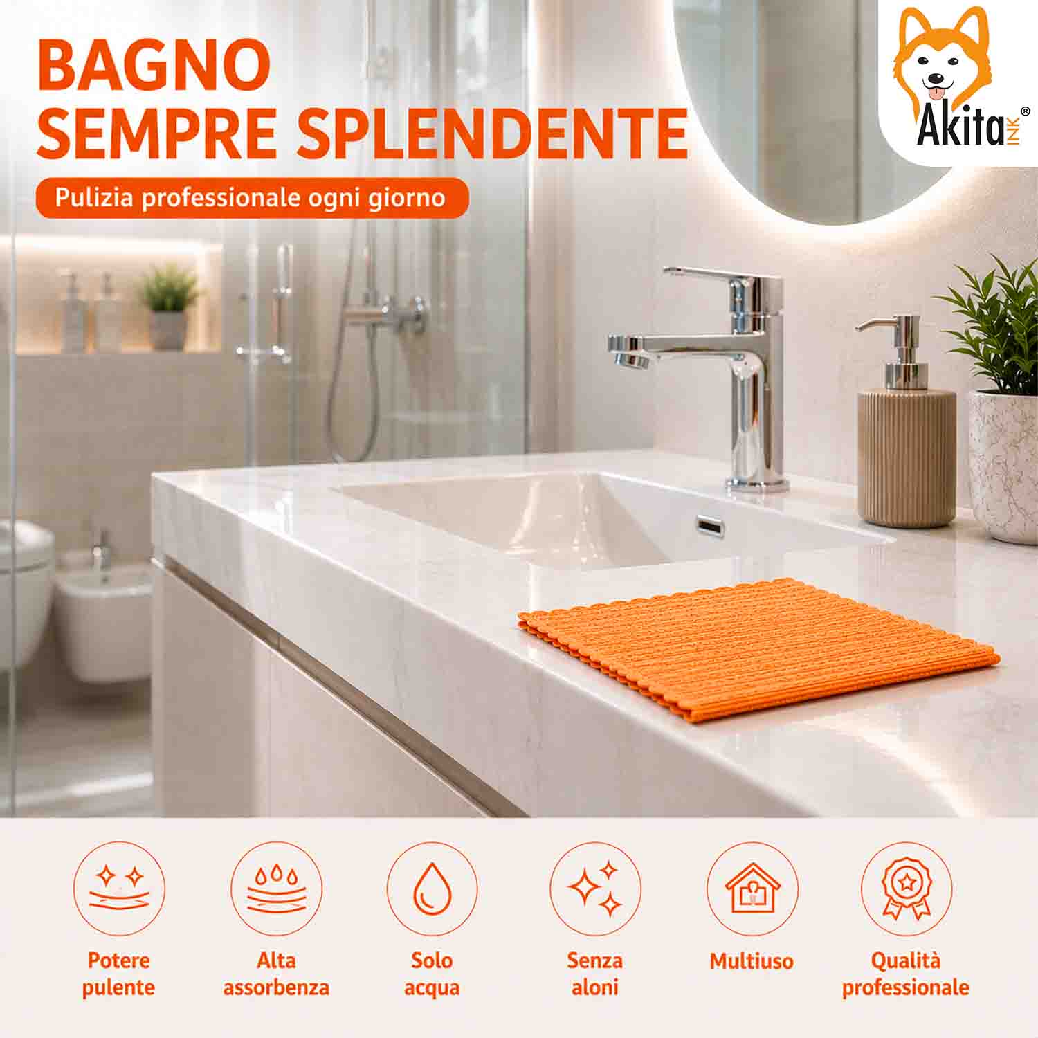 Akitaink 3 Panni in Microfibra Bagno 38x35 cm foto 5